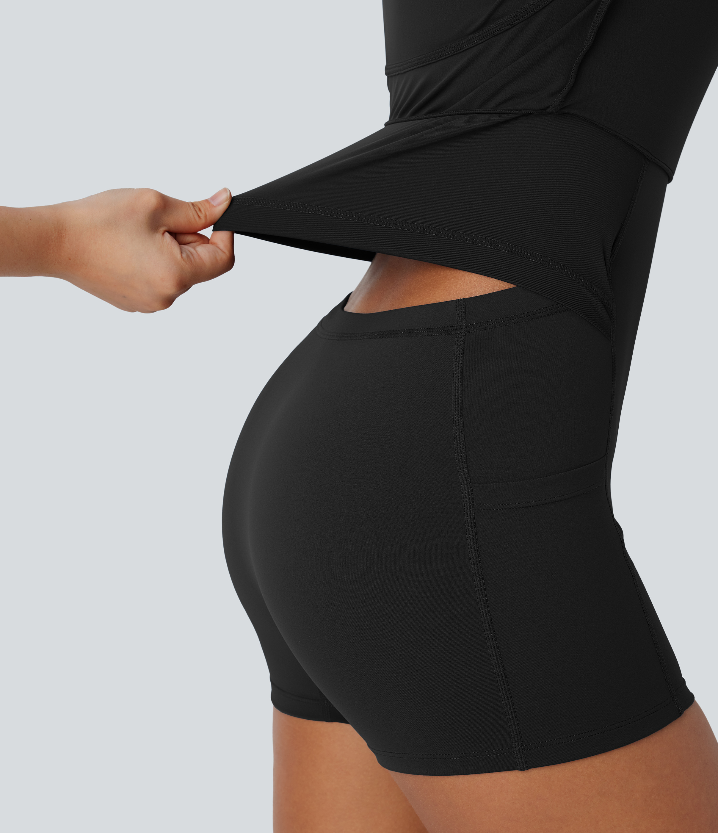 Halara Softlyzeroв„ў Airy Backless Twisted A Line Cool Touch Mini Dance Active Dress-Easy Peezy Edition Workout Dress - Black - XS 