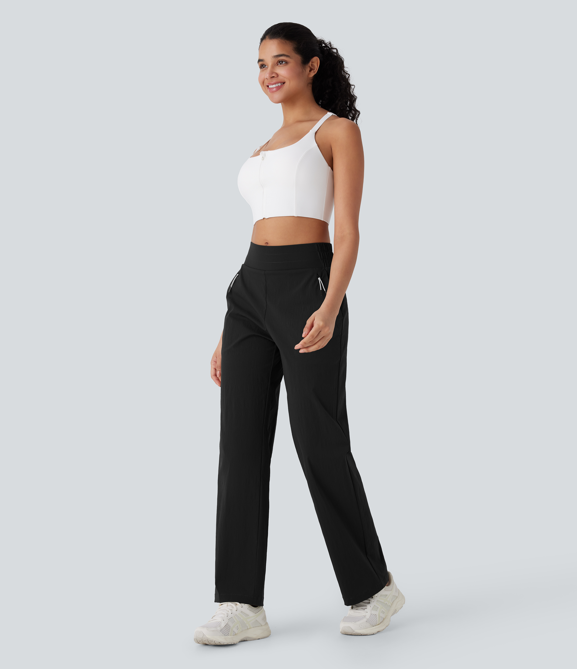 Halara Wear-Resistant Mid Rise Side Pocket Straight Leg Dance Pants  - Black - S(regular) 