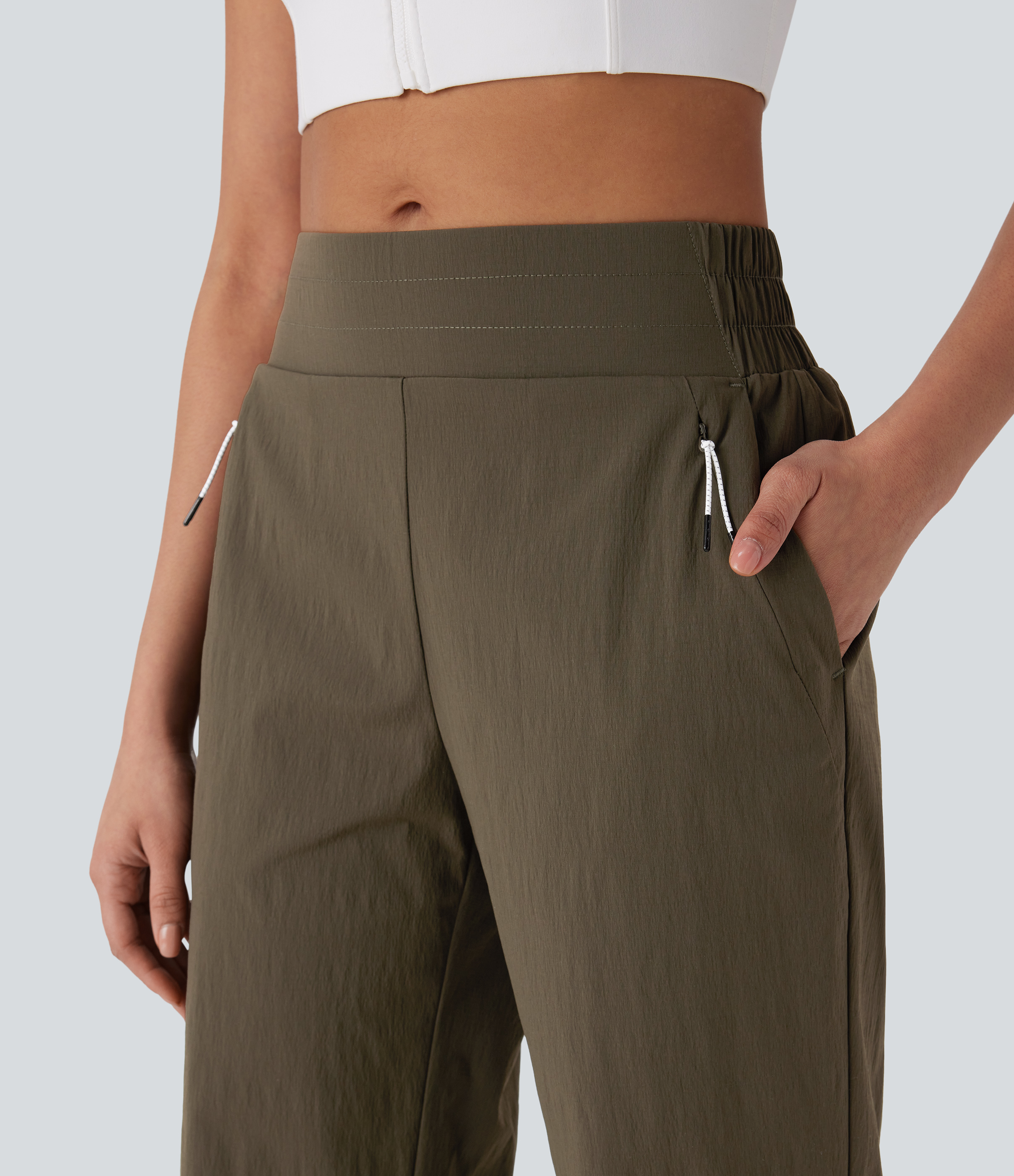 Halara Wear-Resistant Mid Rise Side Pocket Straight Leg Dance Pants  - Twilight Green - S(regular) 