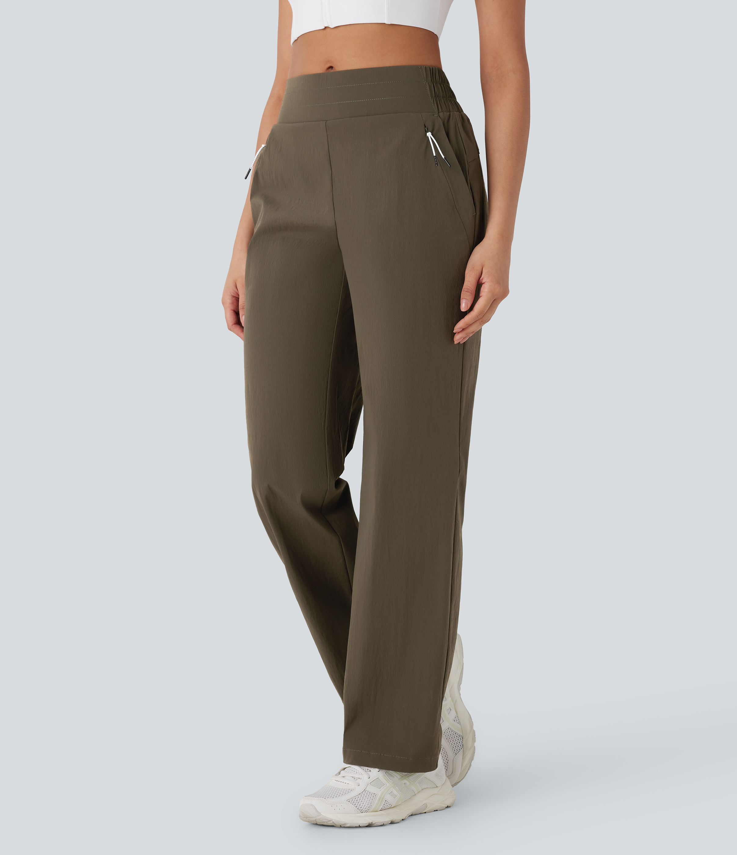 Halara Wear-Resistant Mid Rise Side Pocket Straight Leg Dance Pants  - Twilight Green - S(regular) 