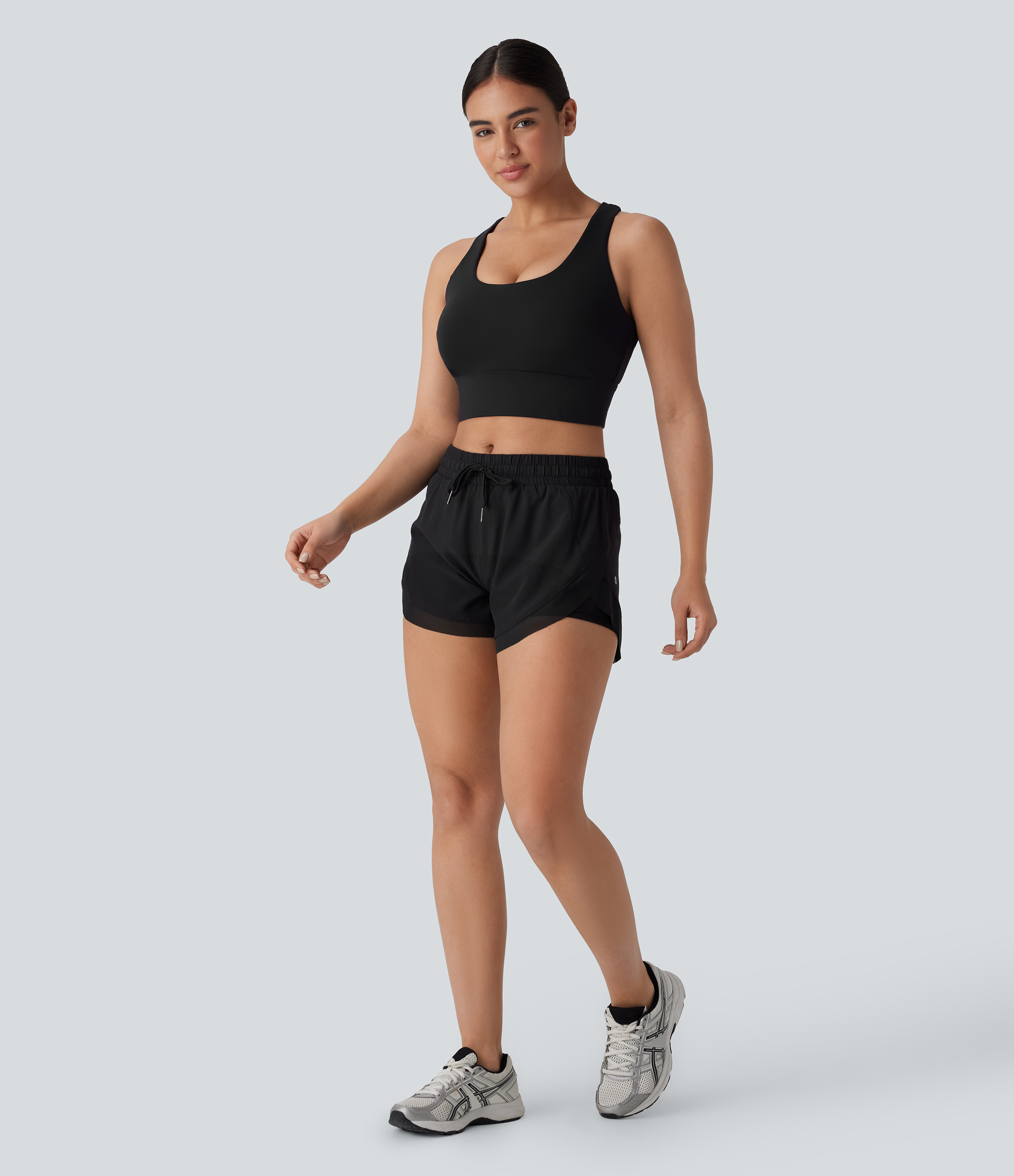 Halara Medium Support U Neck Backless Crisscross Adjustable Hook Running Sports Bra-D/DD/DDD/F Cups  - Black - XS push up bra strapless bra 