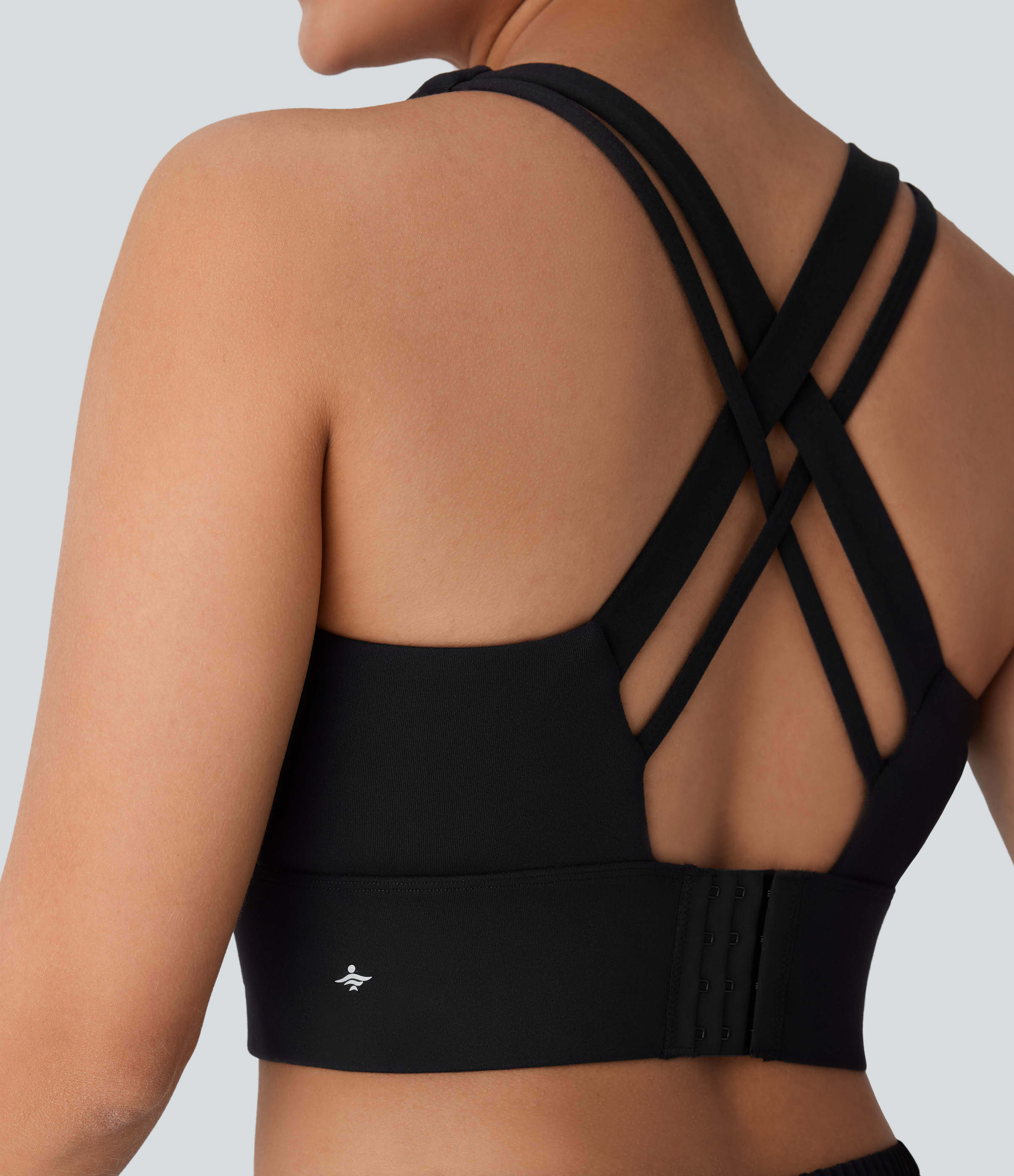 Halara Medium Support U Neck Backless Crisscross Adjustable Hook Running Sports Bra-D/DD/DDD/F Cups  - Black - XS push up bra strapless bra 