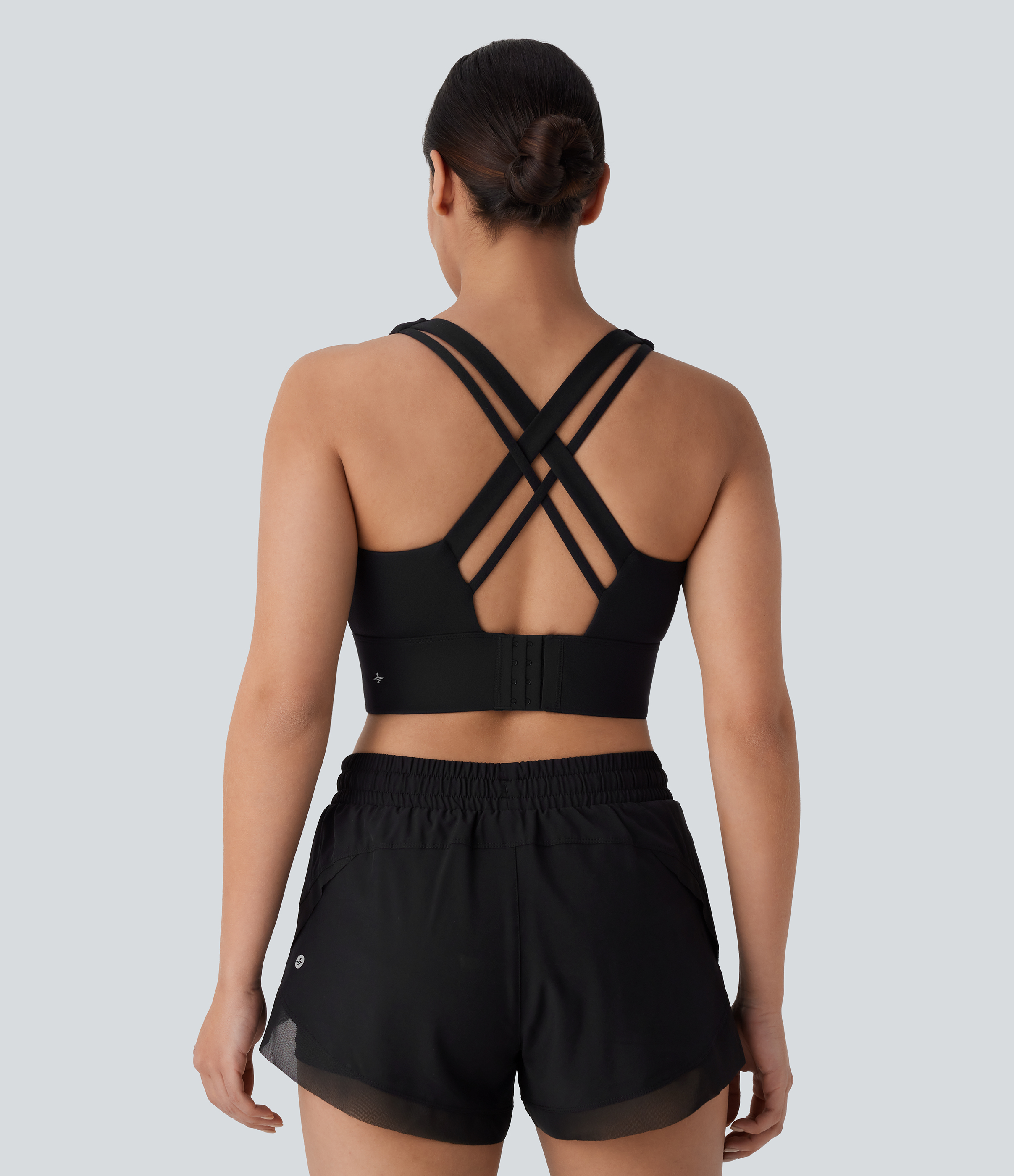 Halara Medium Support U Neck Backless Crisscross Adjustable Hook Running Sports Bra-D/DD/DDD/F Cups  - Black - XS push up bra strapless bra 