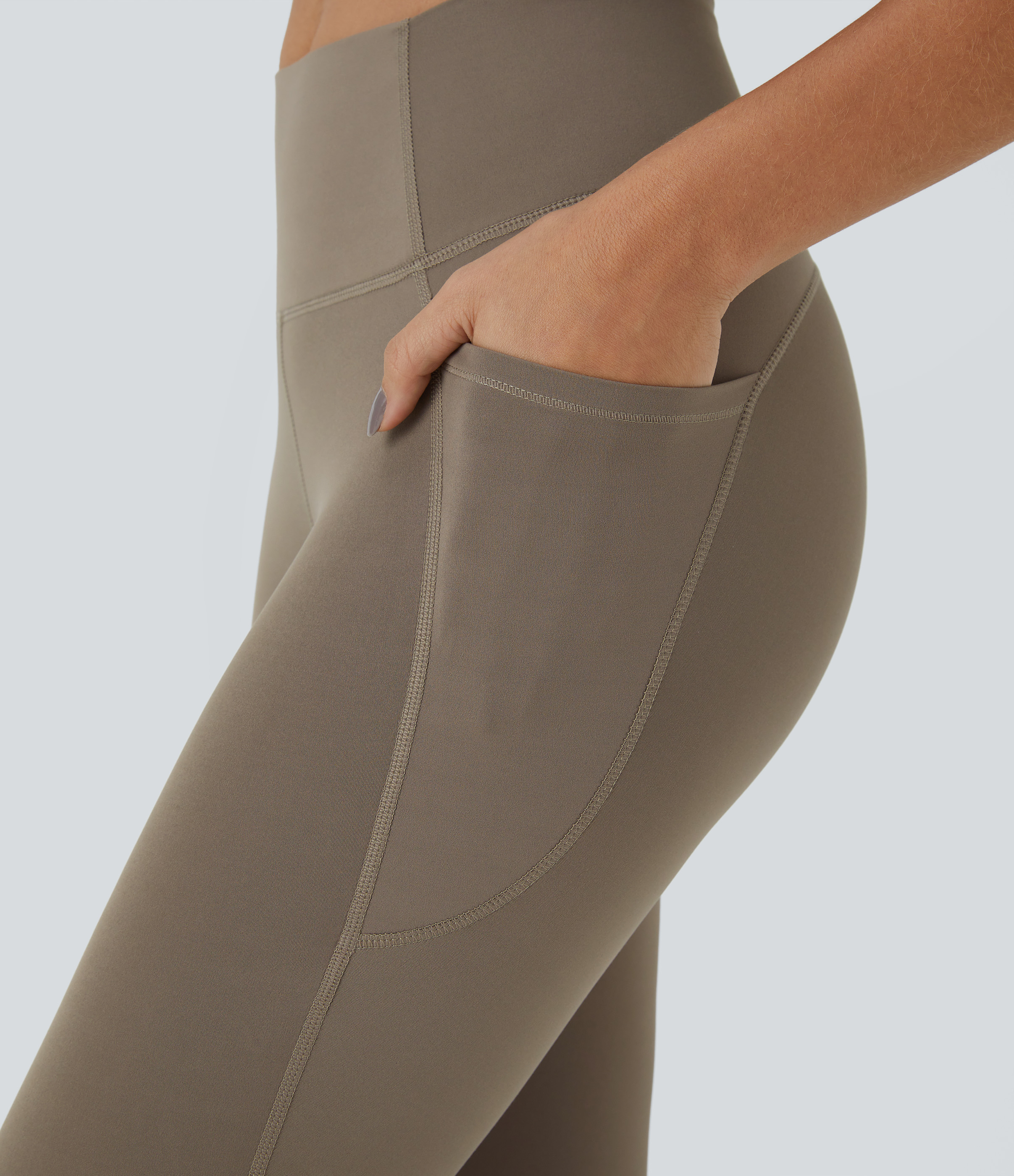 Halara UltraSculptв„ў High Waisted Side Pocket Training 7/8 Leggings  - Dawn Brown - S gym leggings leggings with pockets 