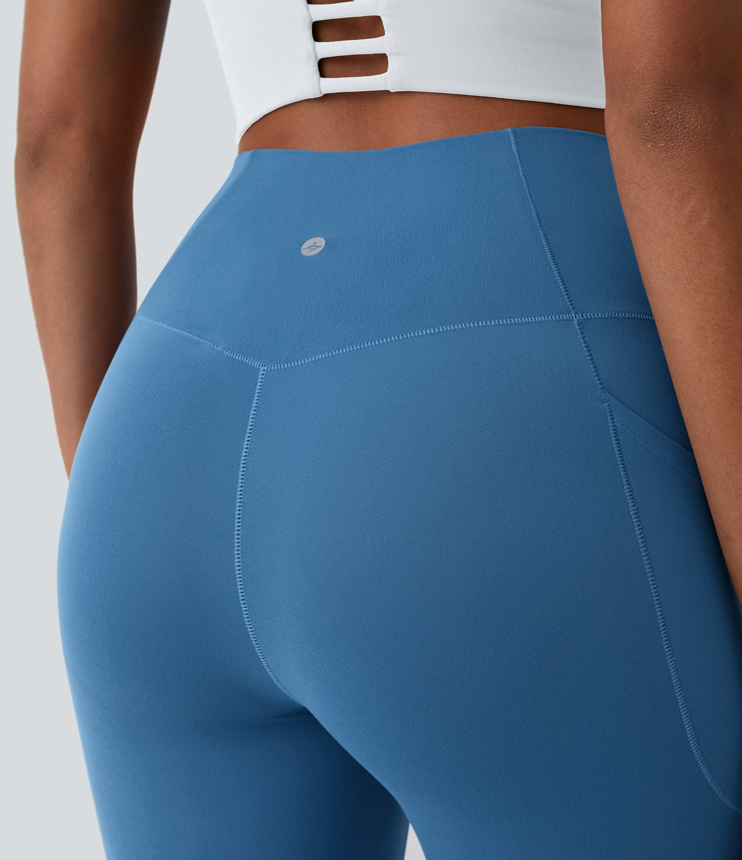 Halara Cloudfulв„ў Fabric Crossover Pocket Plain Leggings  - Gloomy Blue - M(7/8) gym leggings leggings with pockets leggings with butt lift 