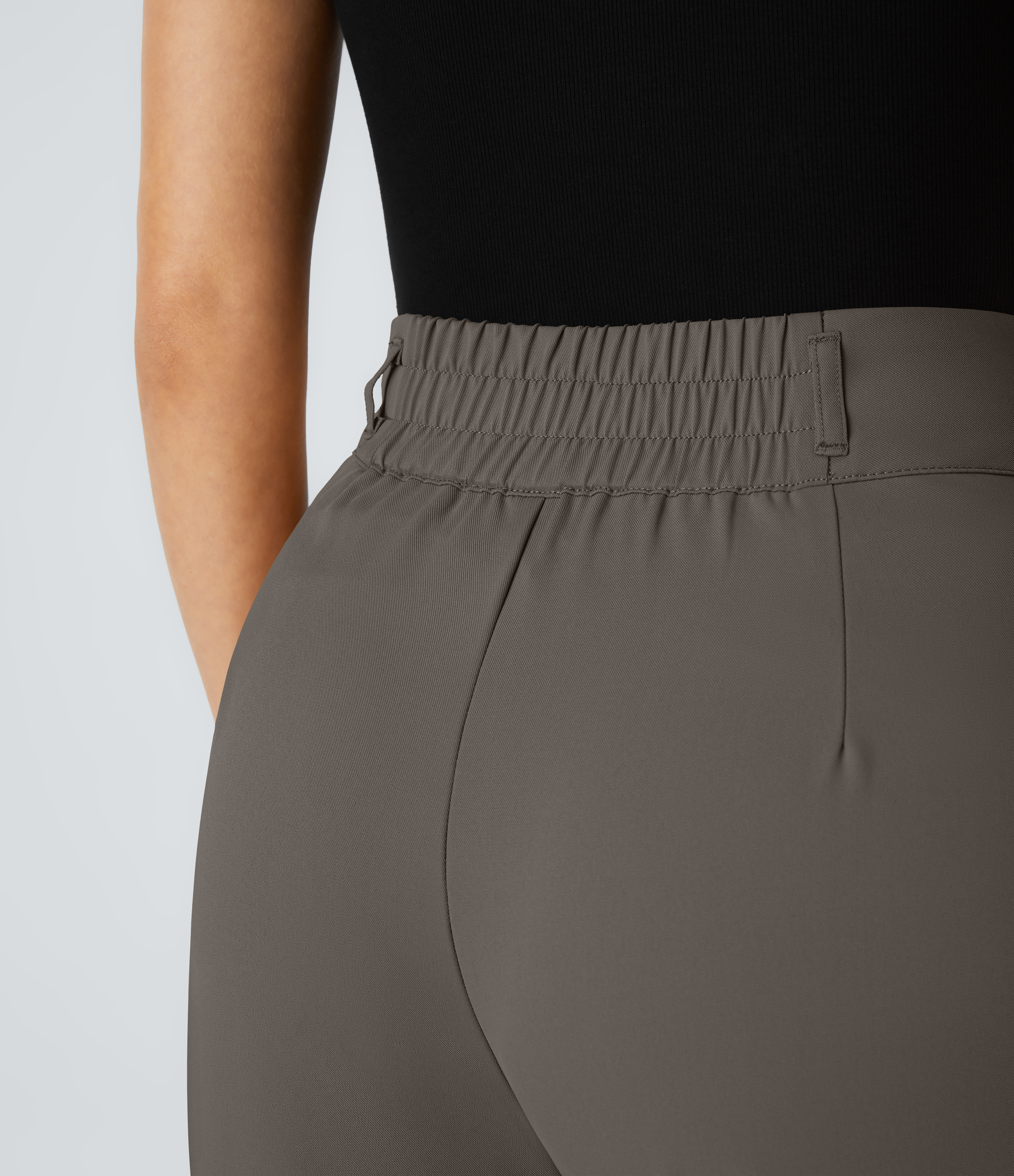 Halara High Waisted Button Zipper Side Pocket Shirred Straight Leg Work Pants  - Lead Grey - XS(regular) sweatpants jogger pants 