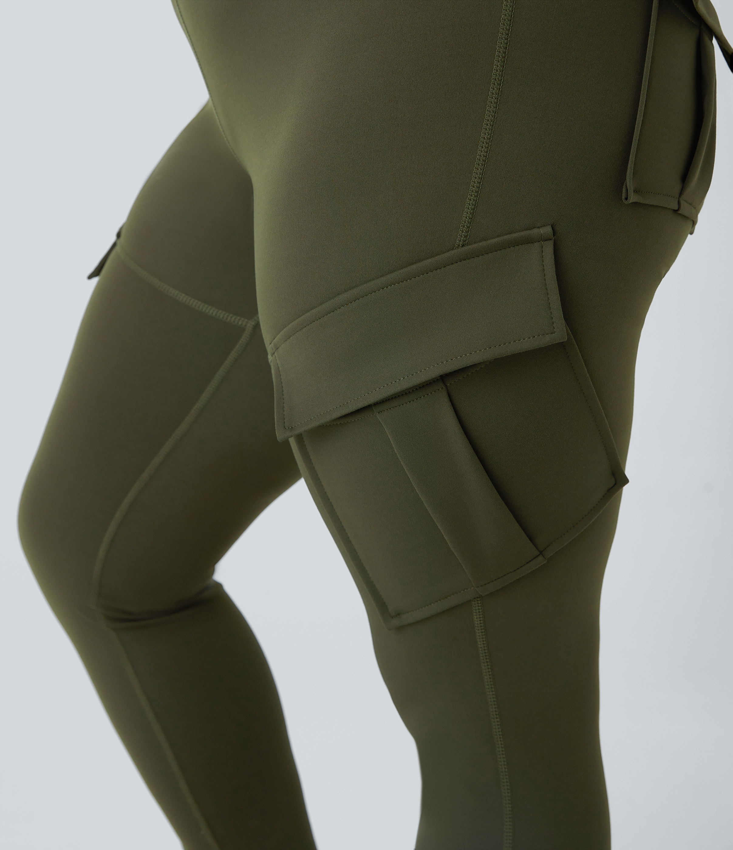 Halara High Waisted Cargo Pocket Skinny Yoga Plus Size 7/8 Leggings  - Lone Pine Green - 3X 