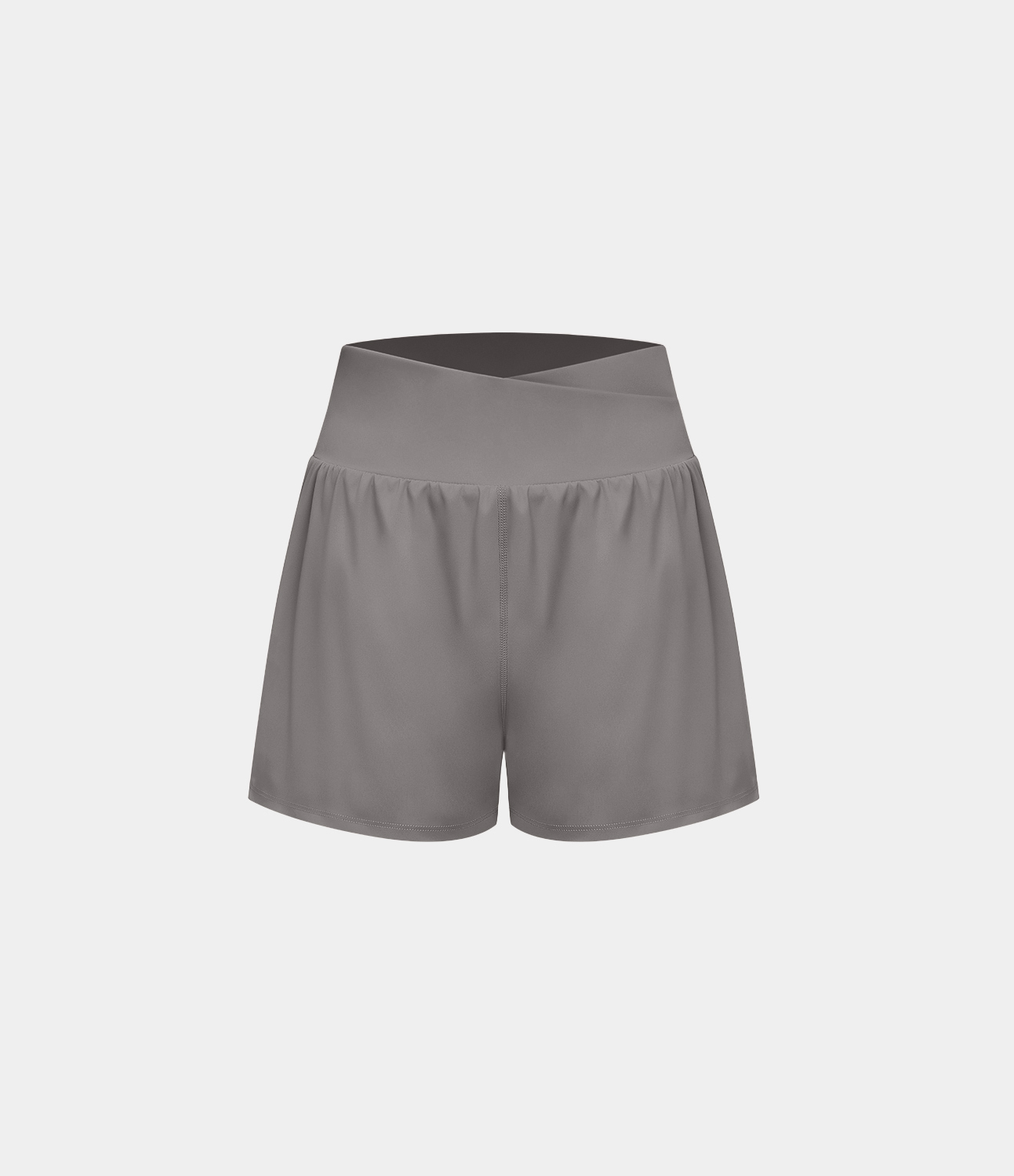 Halara High Waisted Crossover Side Pocket 2-in-1 Casual Shorts Gym Short - Steeple Gray - M booty shorts compression shorts yoga shorts 