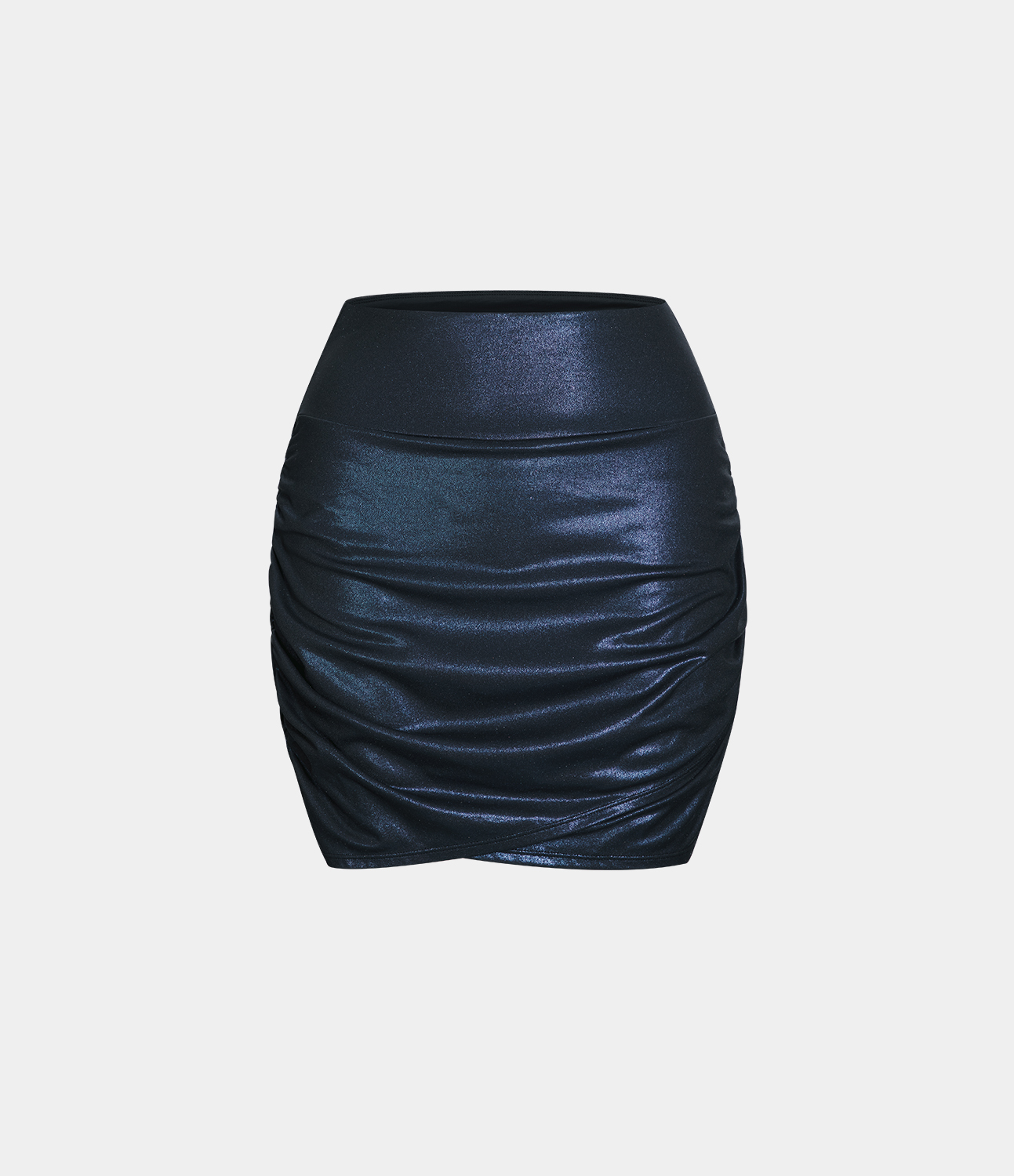 

Halara Softlyzeroв„ў Faux Leather High Waisted Bodycon Foil Print Stretchy 2-in-1 Ruched Casual Skirt - Shiny Midnight Blue