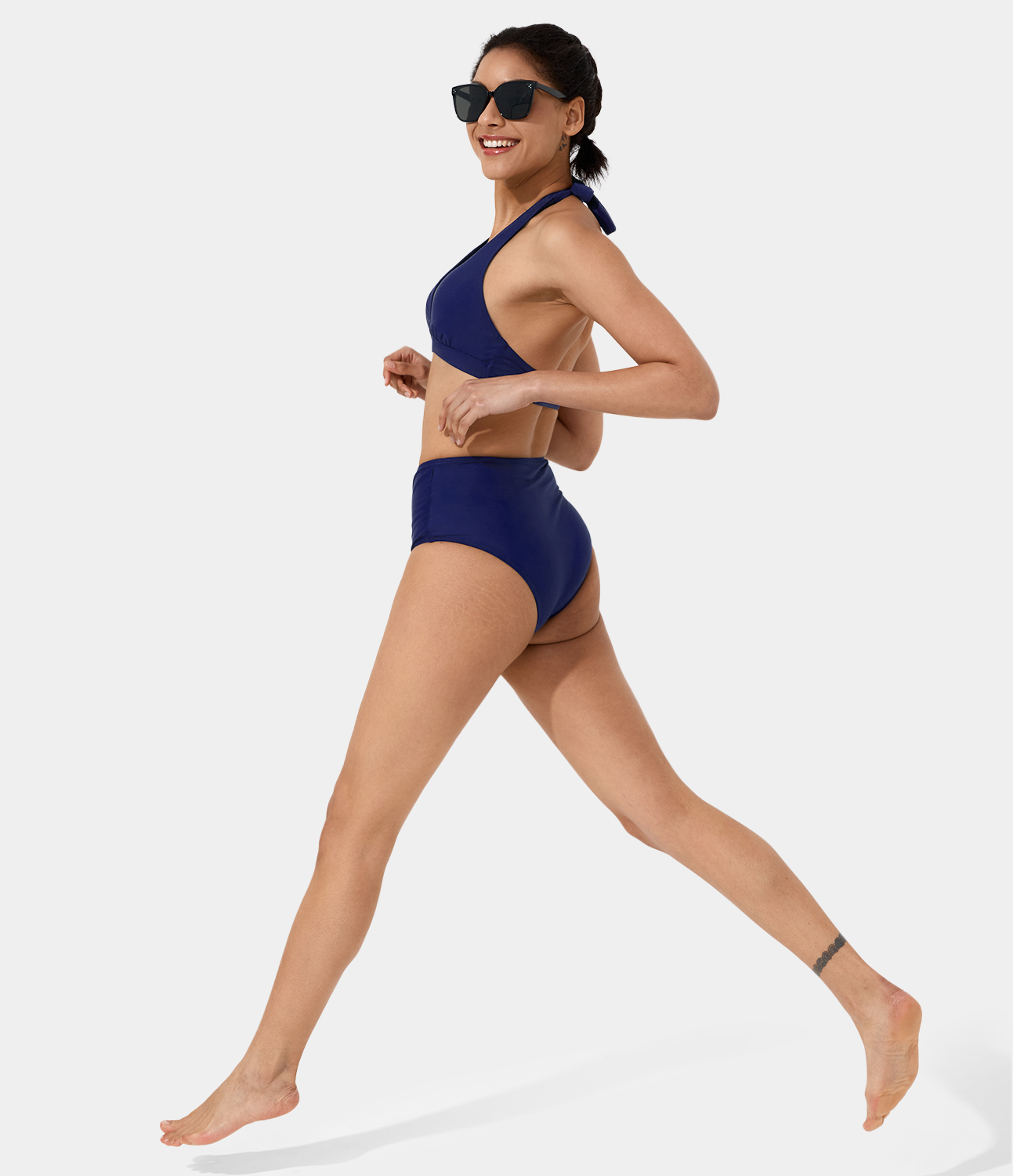 Halara Adjustable Halter Backless Bikini Top Swimsuit  - Deep Blue - XS 