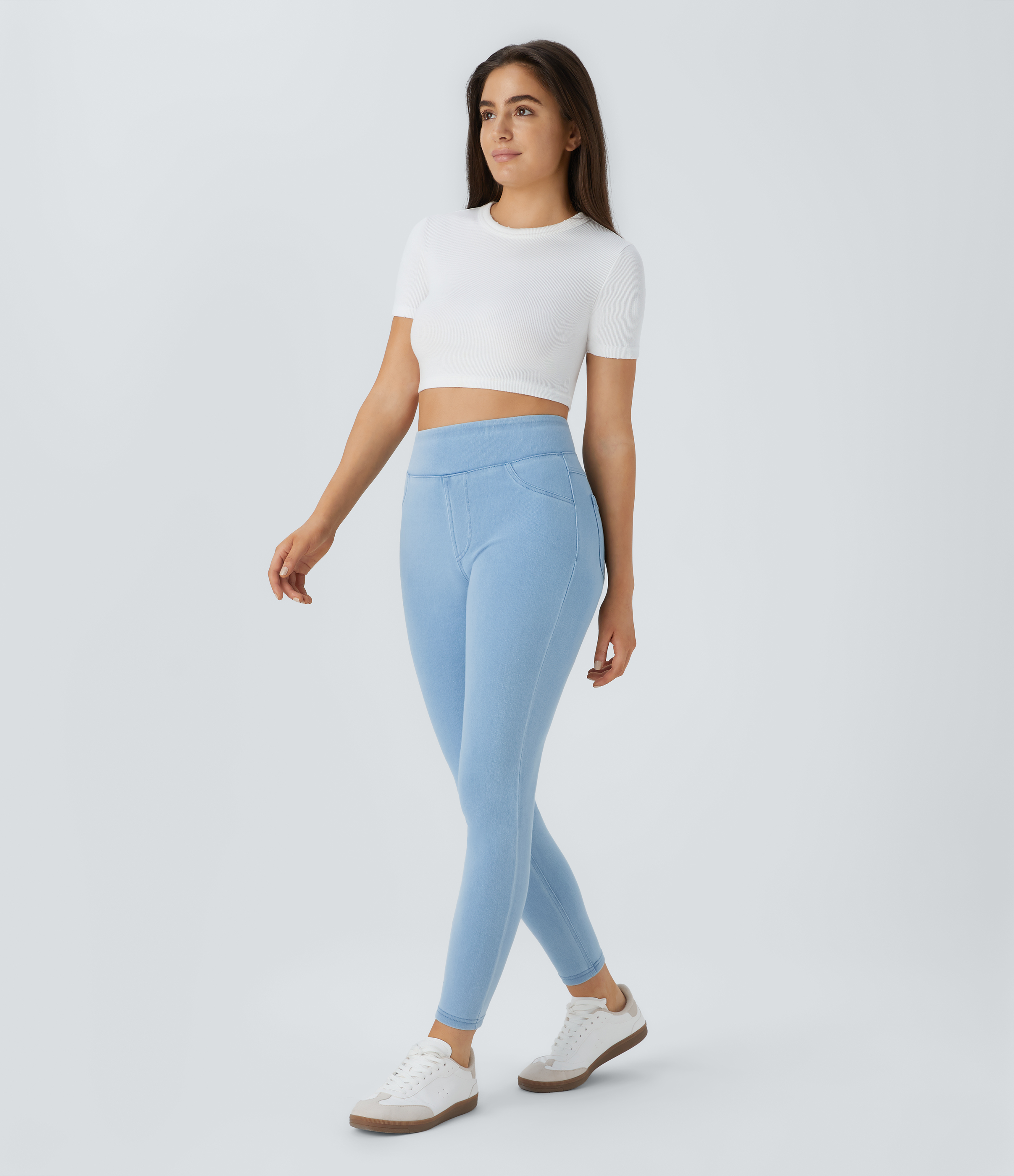 Halara HalaraMagicв„ў High Waisted Back Side Pocket Stretchy Knit Denim Casual Leggings  - Allure - XL 
