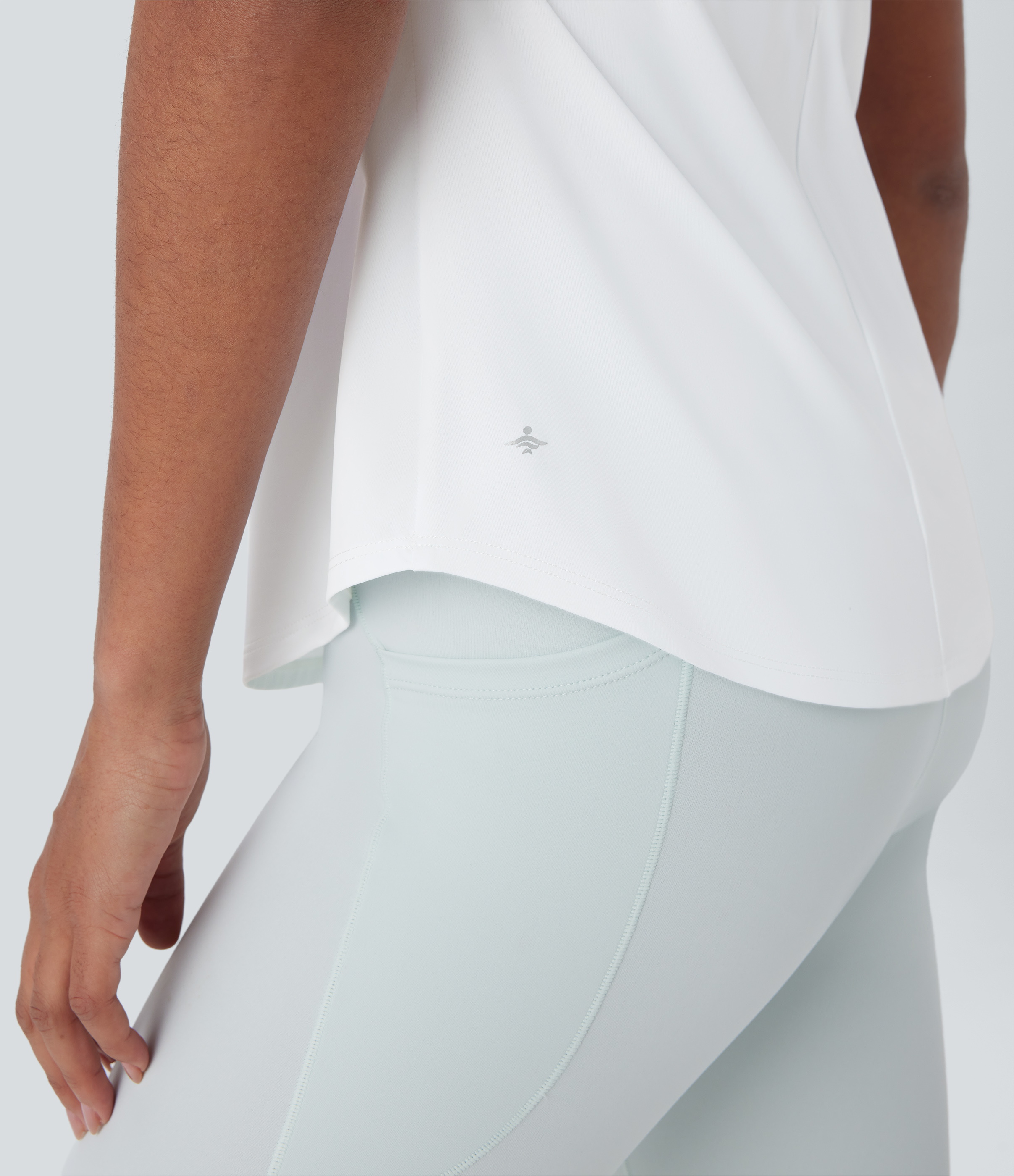 Halara U Neck Backless Crisscross Curved Hem Cool Touch Yoga Tank Top Tank Top - White - M golf tops halter top tunic tops sleeveless tops 