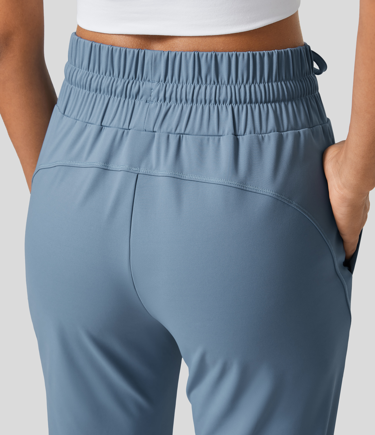 

Halara Softlyzeroв„ў Airy High Waisted Drawstring Side Pocket Cool Touch Yoga Joggers-UPF50+ - Blue Shadow