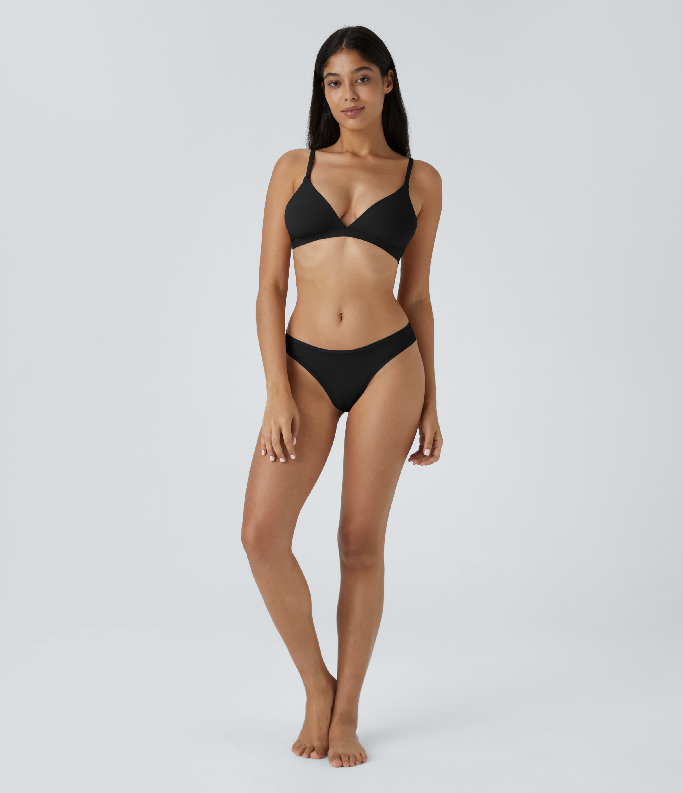 Halara High Stretch Skin Friendly Adjustable Strap Backless Lounge Underwear Bra  - Black - S 