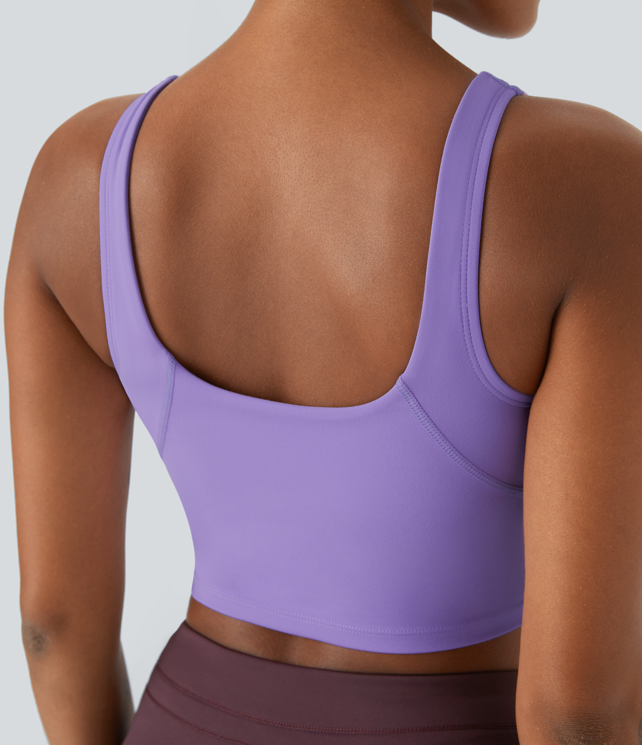 Halara Softlyzeroв„ў Plush Padded V Neck Cropped Yoga Tank Top-DD/DDD/F Cups Tank Top - Paisley Purple - M golf tops halter top tunic tops 