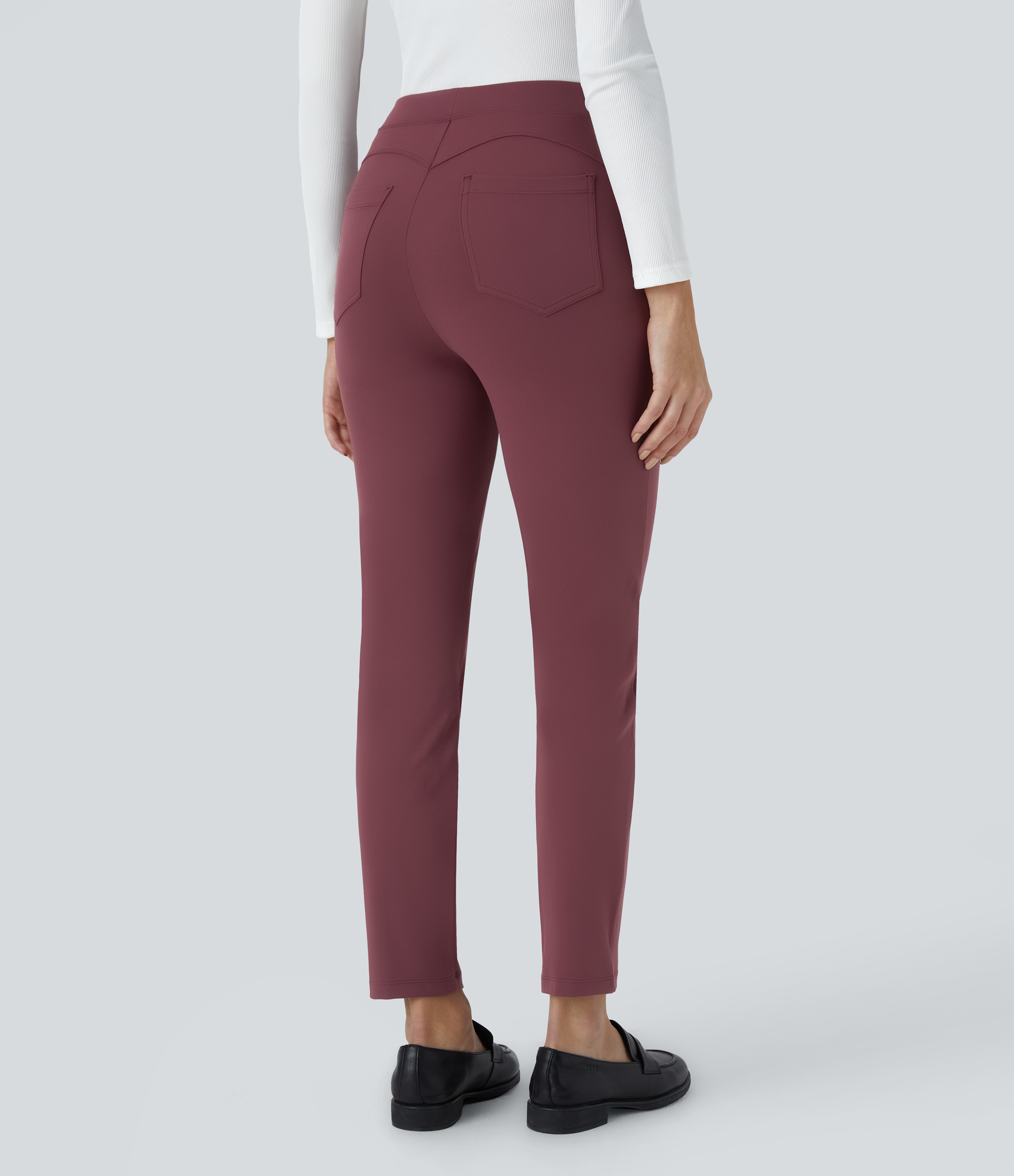 Halara Halara Flexв„ў High Waisted Side Zipper Pocket Skinny Ankle Length Work Pants  - Red Mahogany - S(regular) 