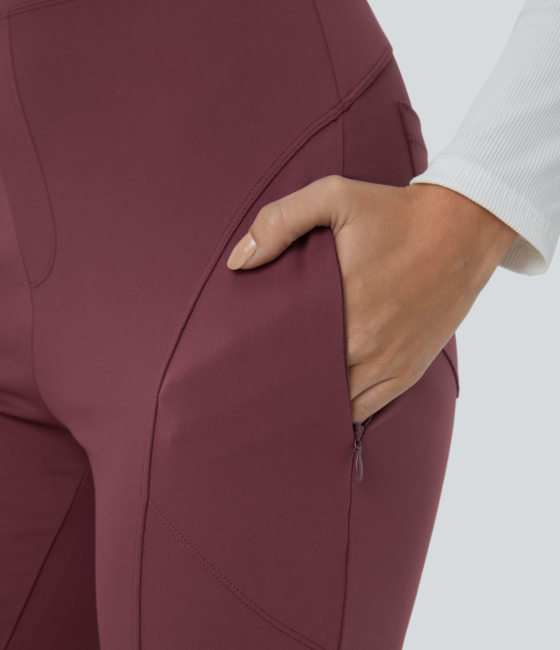 Halara Halara Flexв„ў High Waisted Side Zipper Pocket Skinny Ankle Length Work Pants  - Red Mahogany - S(regular) 