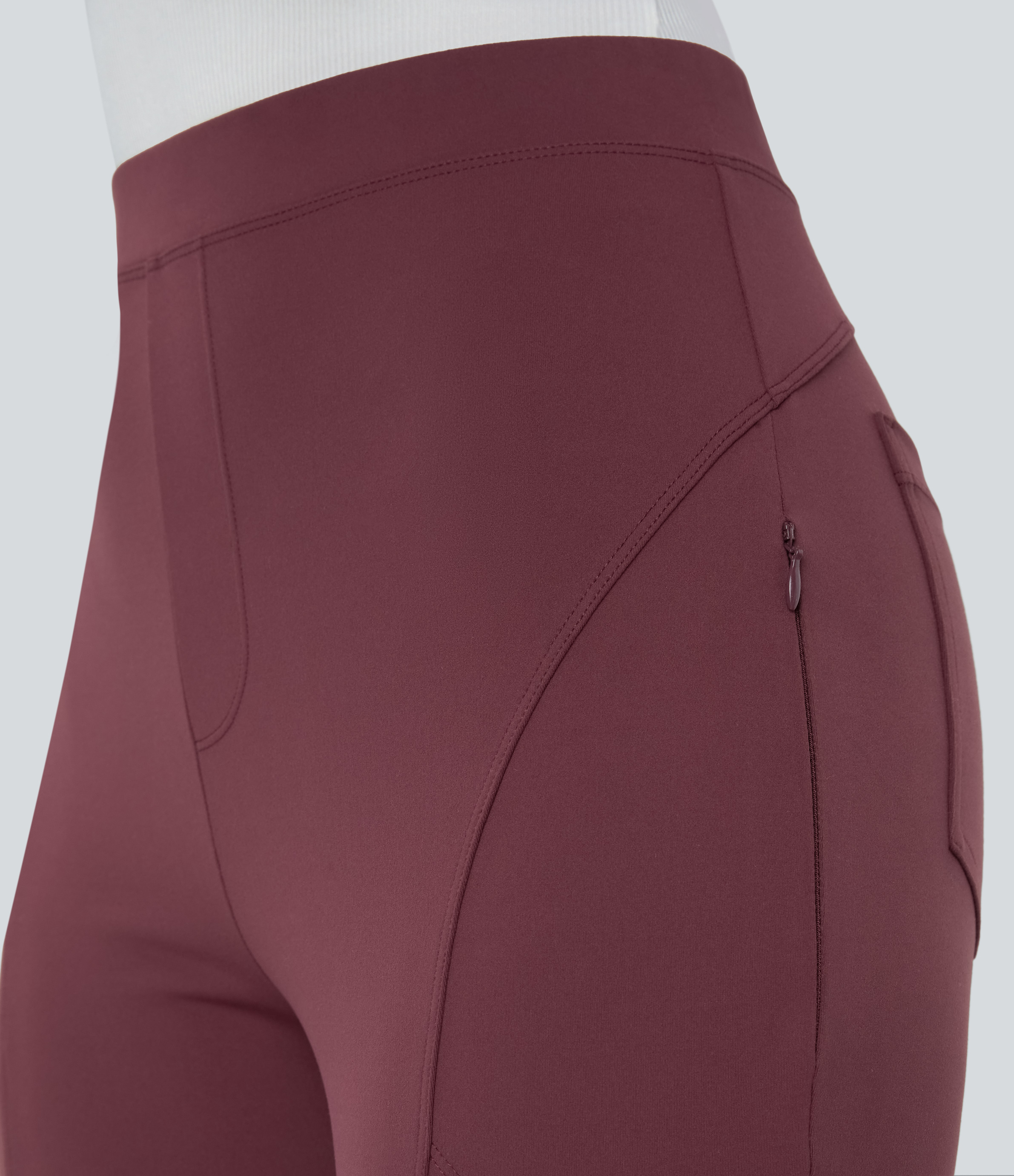 Halara Halara Flexв„ў High Waisted Side Zipper Pocket Skinny Ankle Length Work Pants  - Red Mahogany - S(regular) 