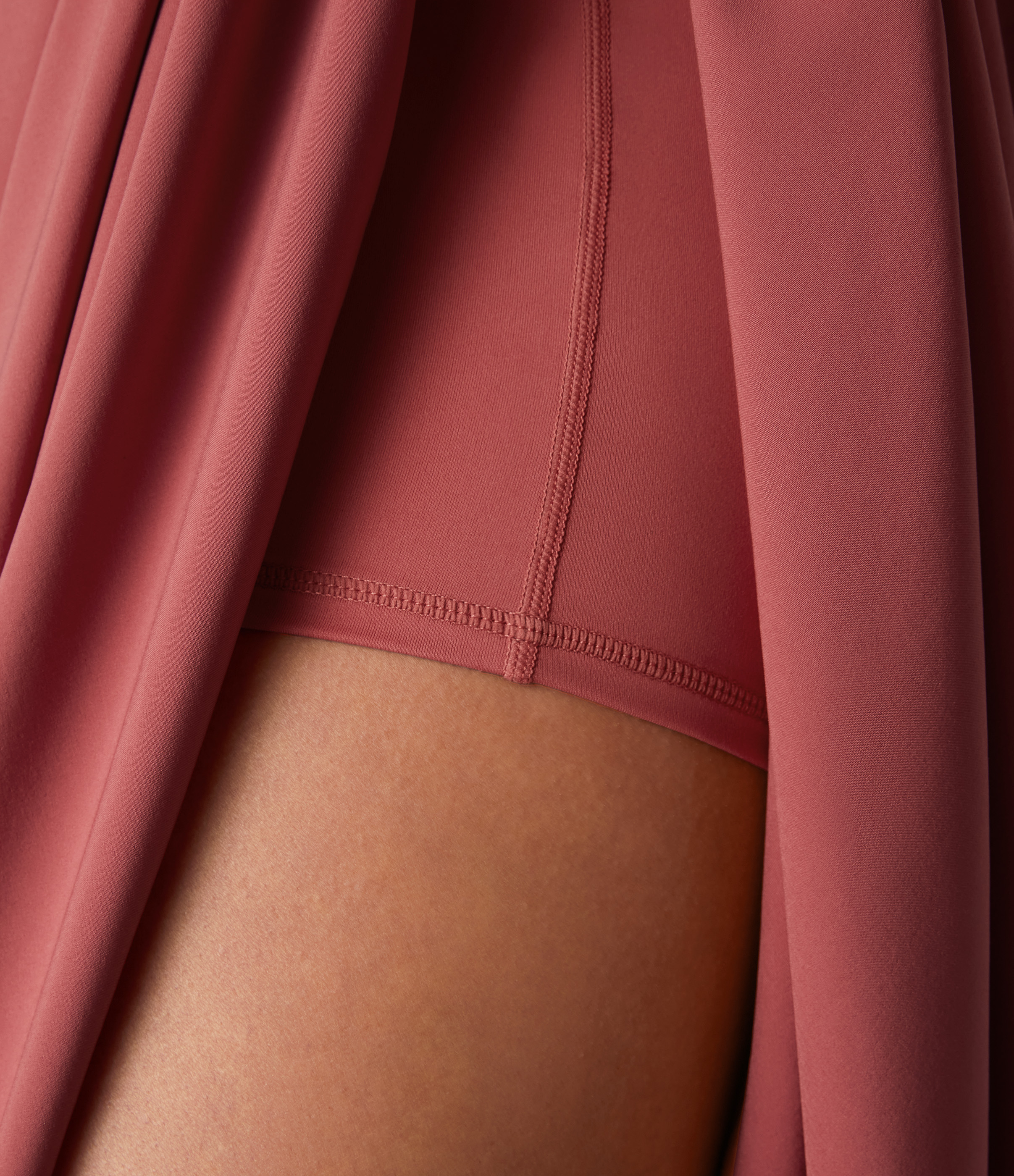 Halara Breezefulв„ў High Waisted Tie Back Side Pocket 2-in-1 Flowy Quick Dry Midi Casual Skirt  - Kapok Red - XS(regular) 