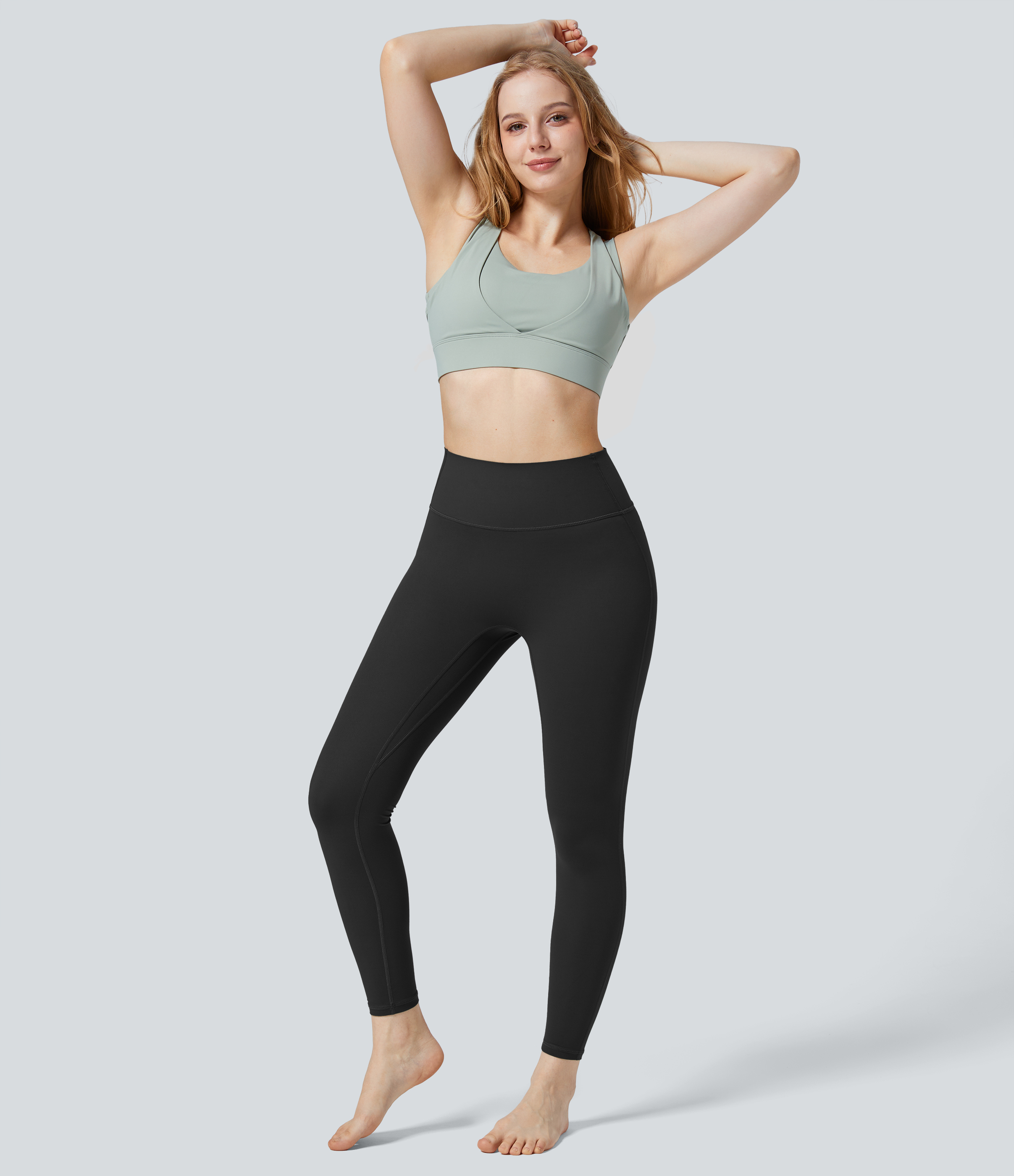 Halara UltraSculptв„ў High Waisted Ruched Tummy Control Butt Lifting Yoga 7/8 Leggings  - Black - XS(7/8) gym leggings leggings with pockets 