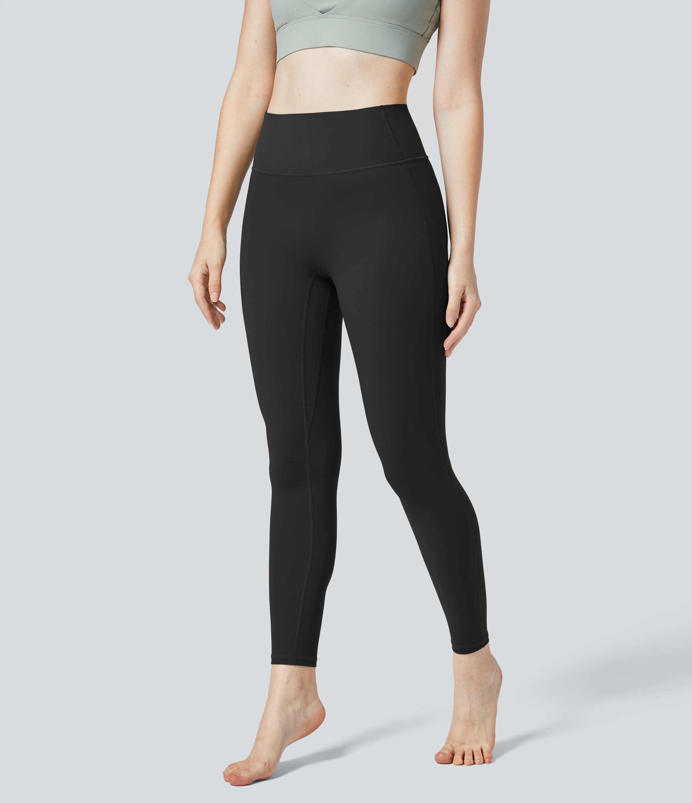 Halara UltraSculptв„ў High Waisted Ruched Tummy Control Butt Lifting Yoga 7/8 Leggings  - Black - XS(7/8) gym leggings leggings with pockets 