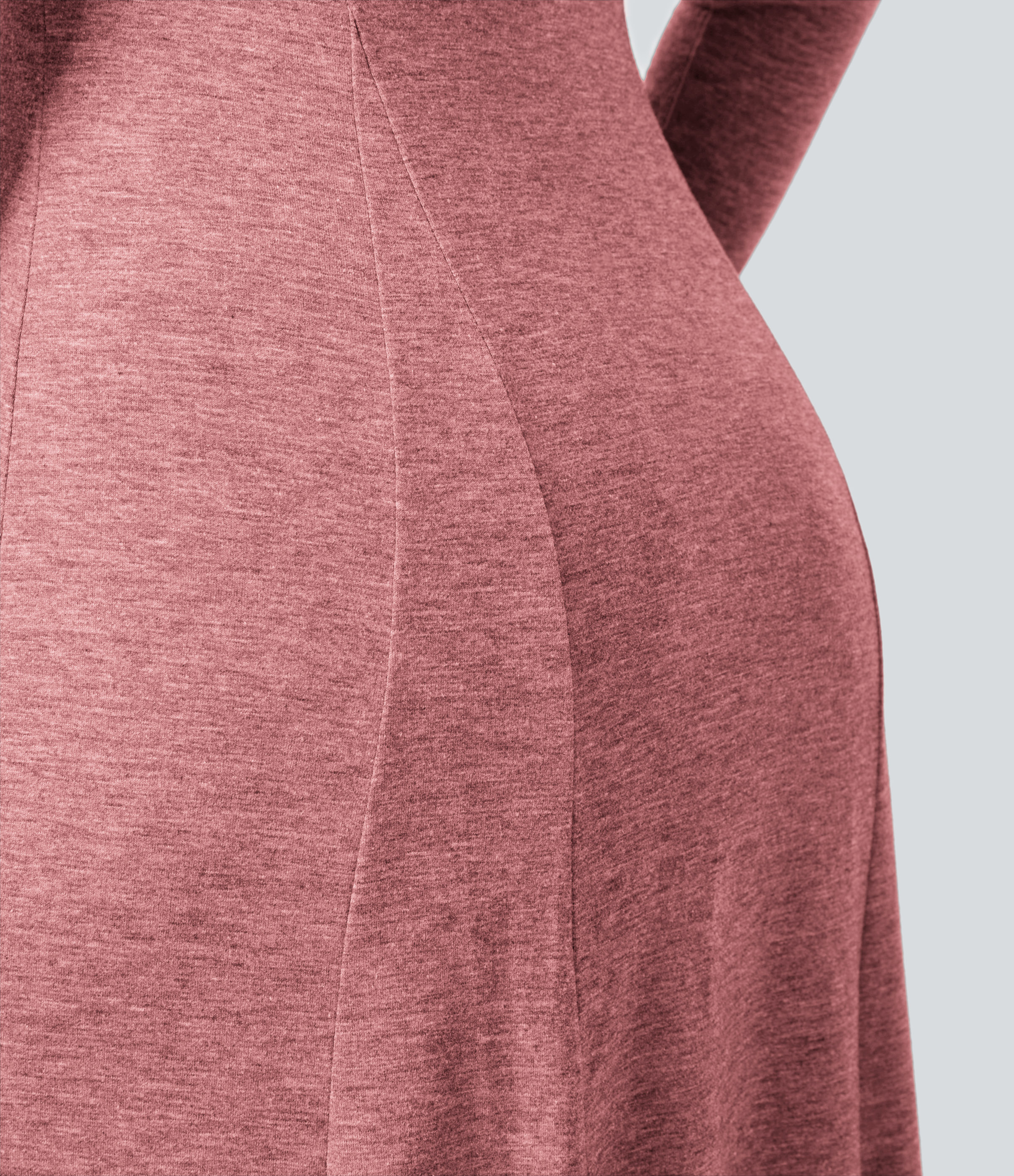 Halara Round Neck Button Long Sleeve Flare Maxi Casual Dress Casual Dress - Brick Red Mix - M slip dress beach dress ruched dress 