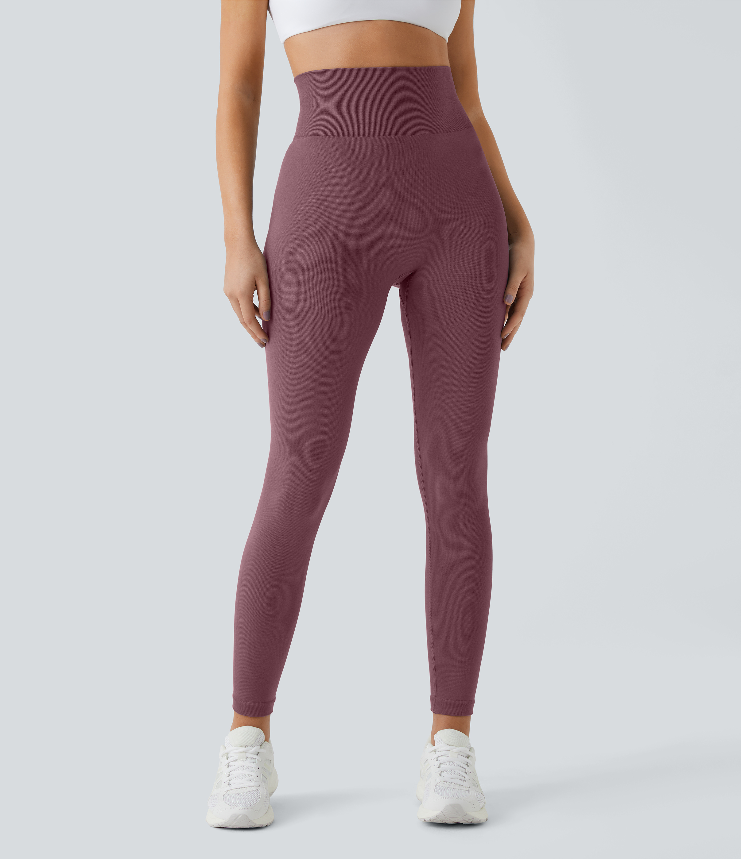 Halara Seamless Flow High Waisted Plain Butt Lifting Leggings  - Red Mahogany - M(7/8) gym leggings leggings with pockets 