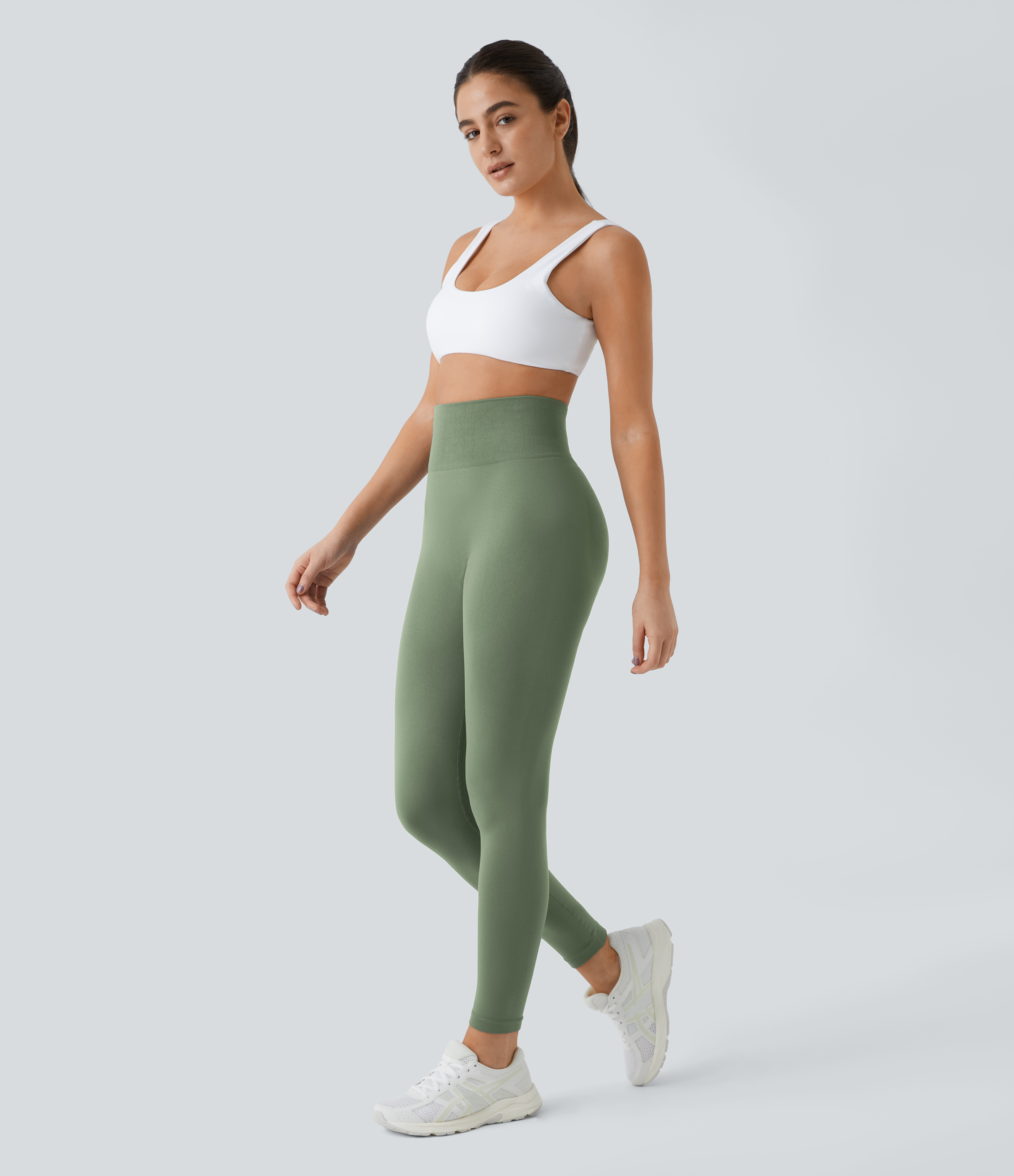 Halara Seamless Flow High Waisted Plain Butt Lifting Leggings  - Sea Spray - L(full_length) gym leggings leggings with pockets 