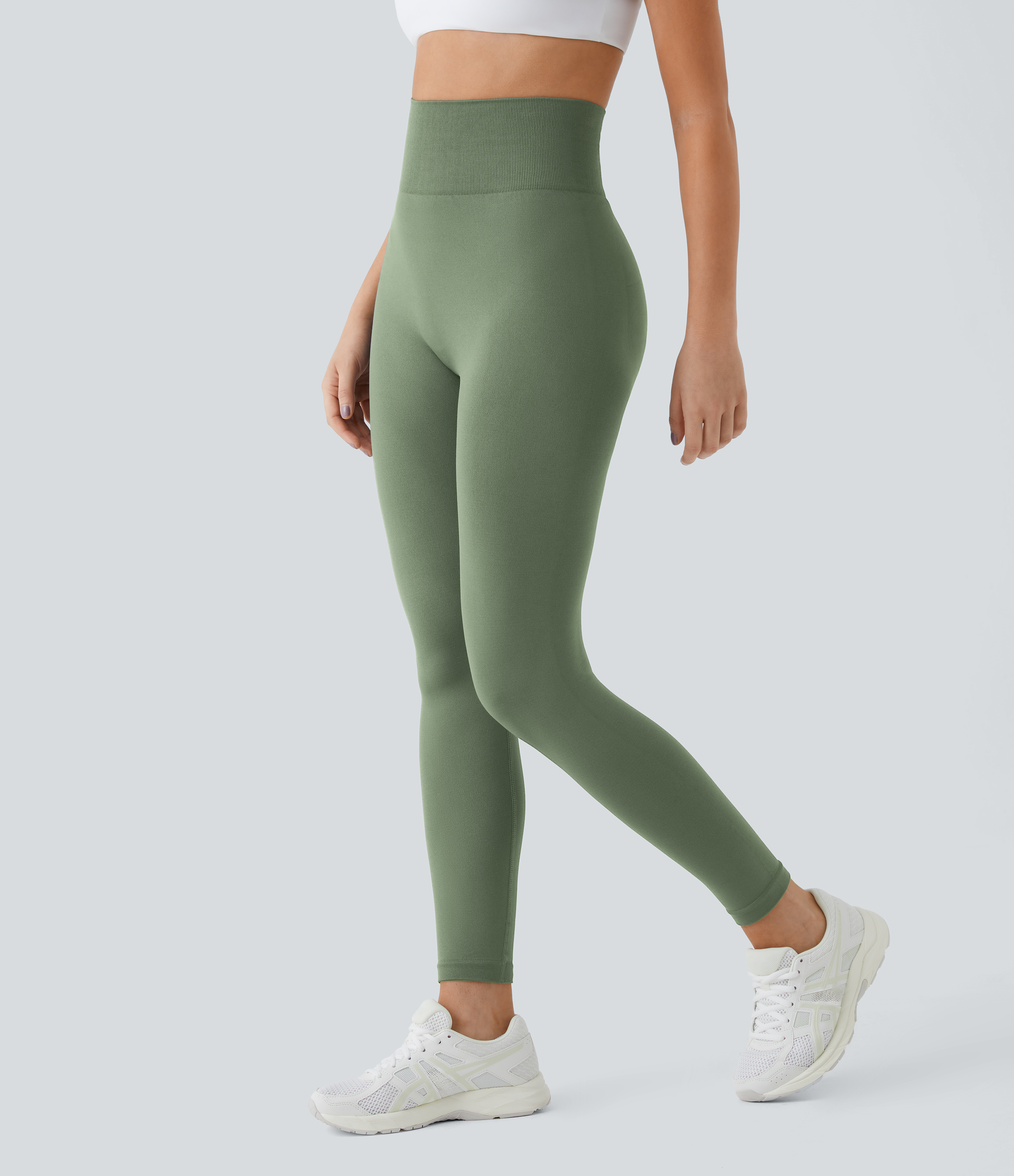 Halara Seamless Flow High Waisted Plain Butt Lifting Leggings  - Sea Spray - L(full_length) gym leggings leggings with pockets 