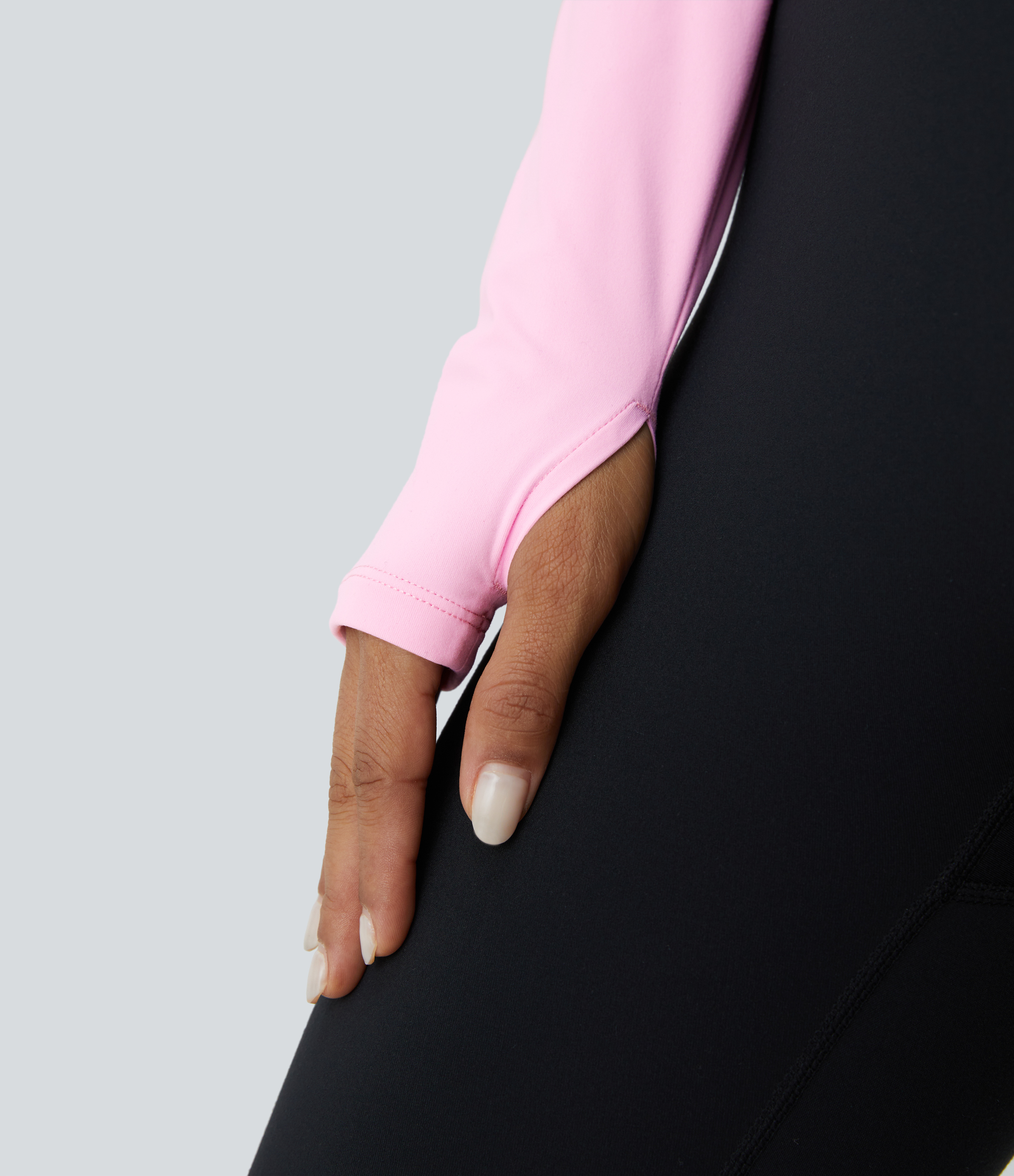Halara Softlyzeroв„ў Plush Square Neck Backless Long Sleeve Thumb Hole Cropped Yoga Sports Top  - Nosegay - L 