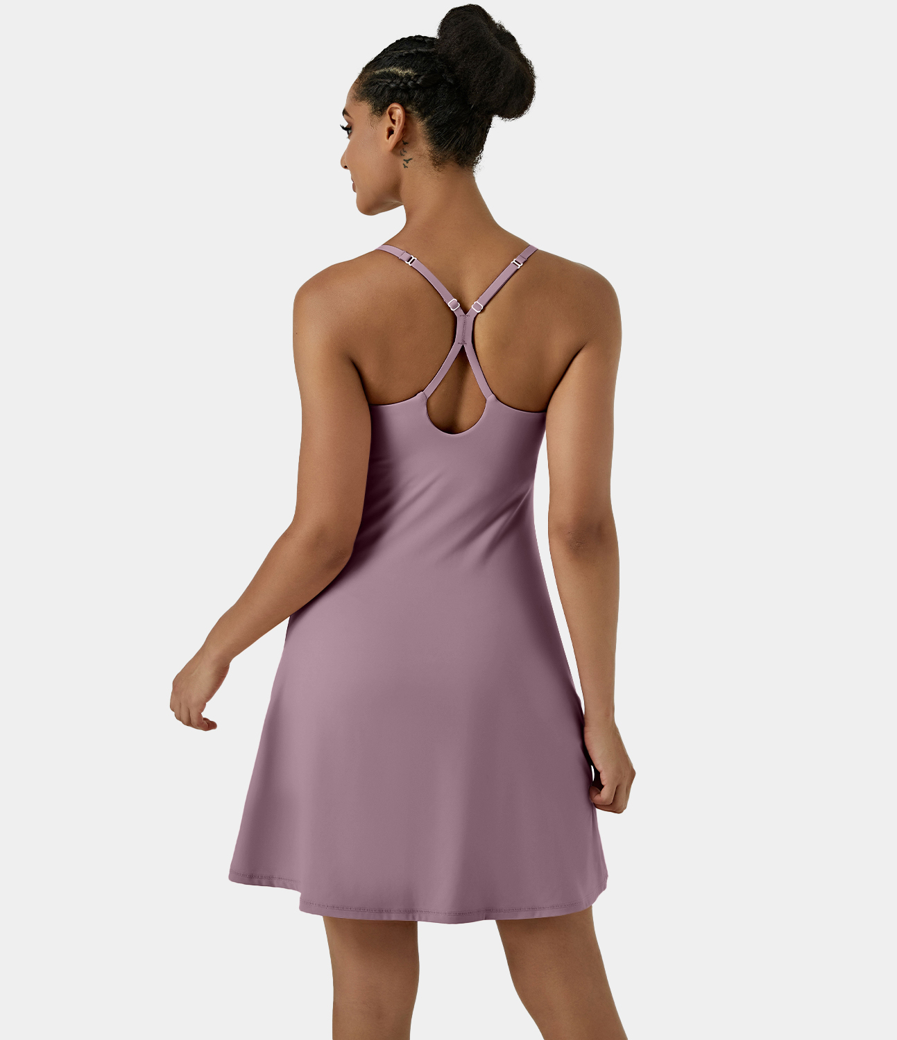 Halara Everyday Cloudfulв„ў Air Fabric Backless 2-in-1 Cool Touch Activity Dress-Euphoria Air-Longer Dress & Adjustable Straps Workout Dress - Elderberry - S 