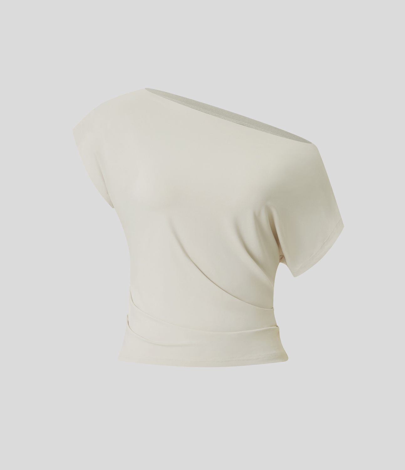 Halara Off Shoulder Short Sleeve Ruched Casual Cotton Top Tank Top - Whisper White - S golf tops halter top tunic tops sleeveless tops 