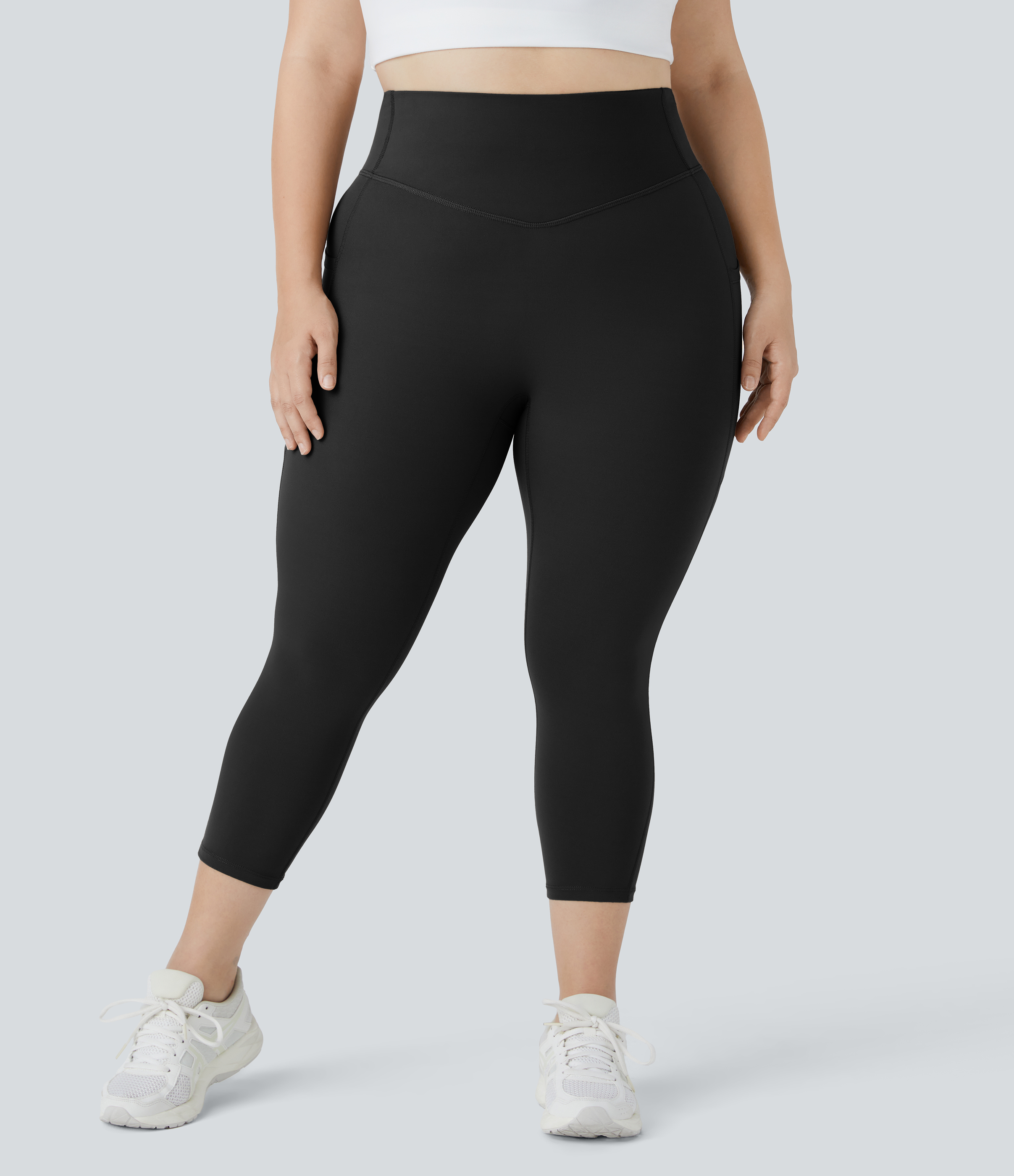 Halara UltraSculptв„ў High Waisted Side Pocket Plus Size Shaping Training Capri Leggings  - Black - 1X 