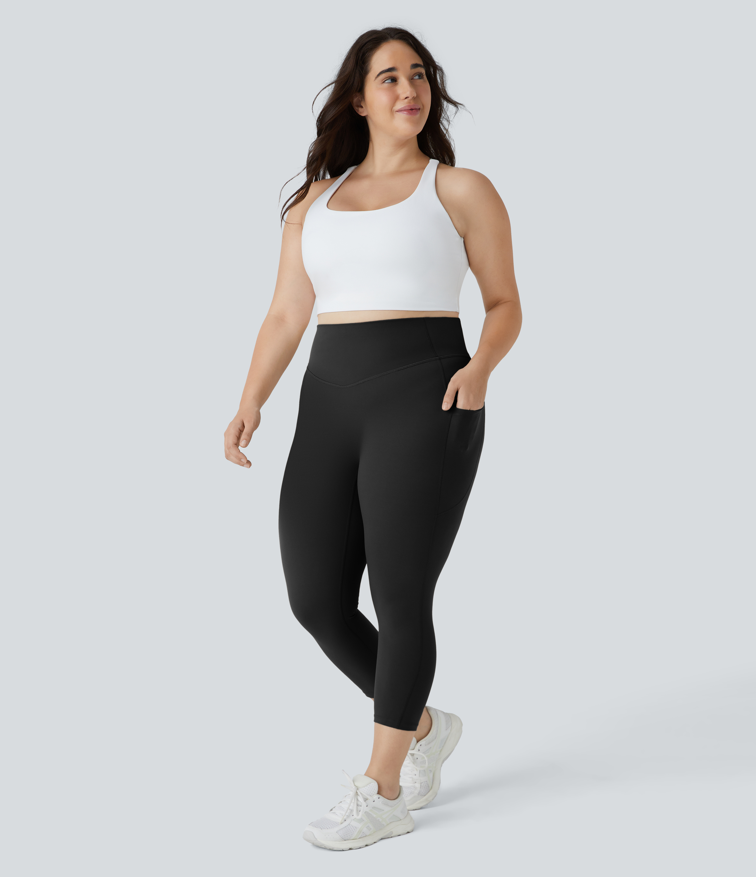 Halara UltraSculptв„ў High Waisted Side Pocket Plus Size Shaping Training Capri Leggings  - Black - 1X 