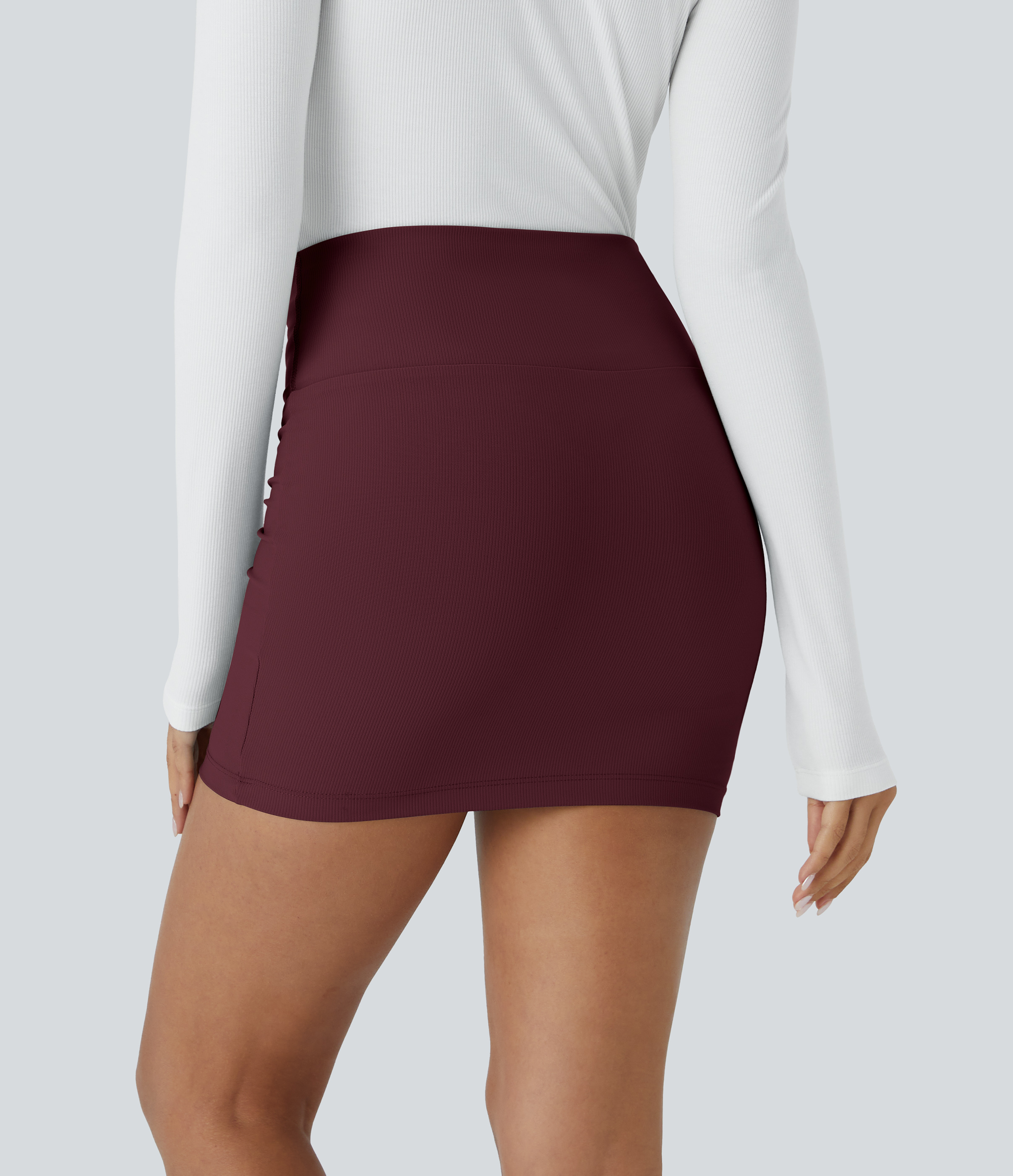 Halara Patitoffв„ў Flow Pet Hair Resistant High Waisted Tummy Control Butt Lifting 2-in-1 Bodycon Mini Casual Skirt  - Tawny Port - S(regular) 