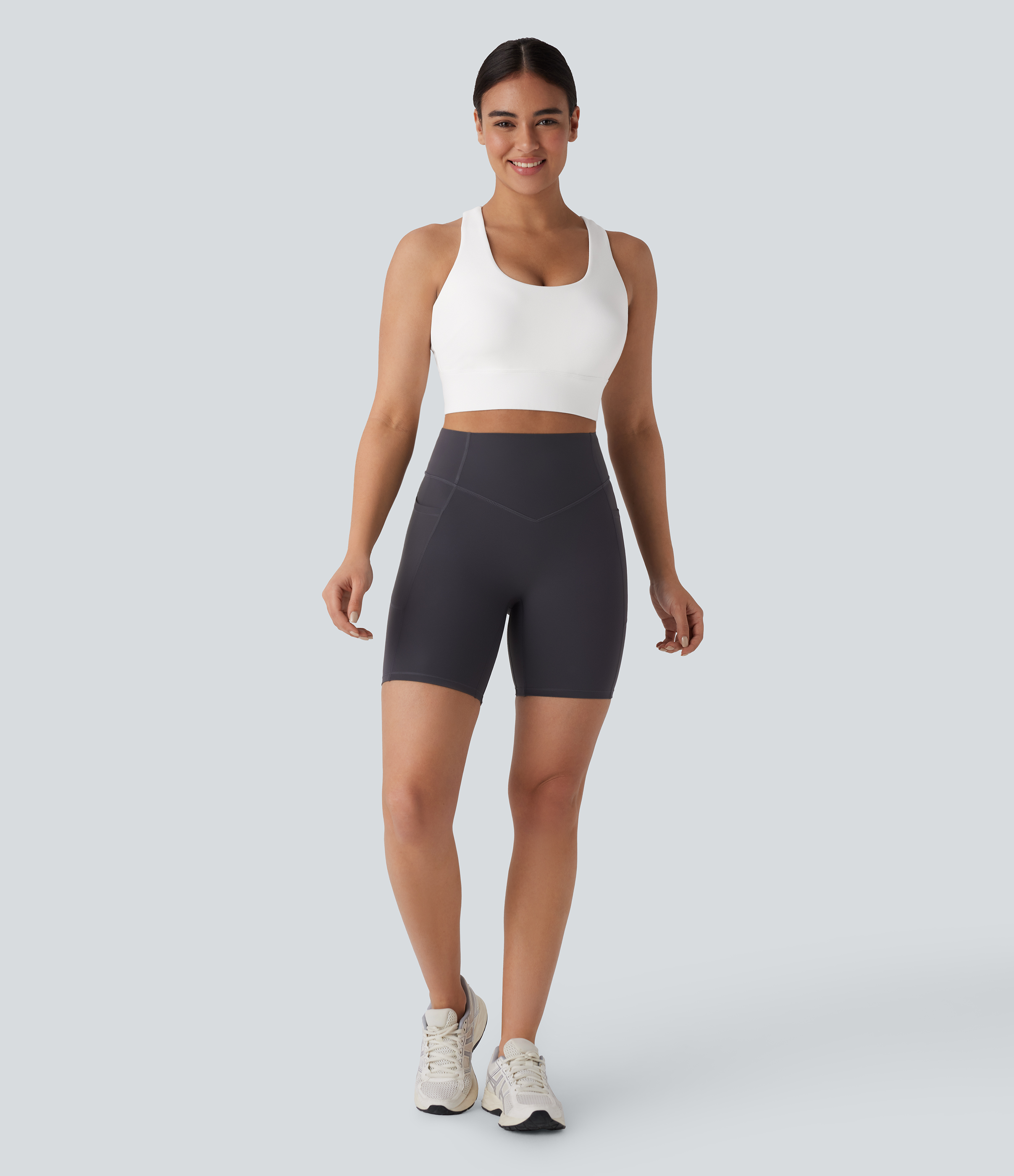 Halara Medium Support U Neck Backless Crisscross Adjustable Hook Running Sports Bra-D/DD/DDD/F Cups  - White - XL push up bra strapless bra 