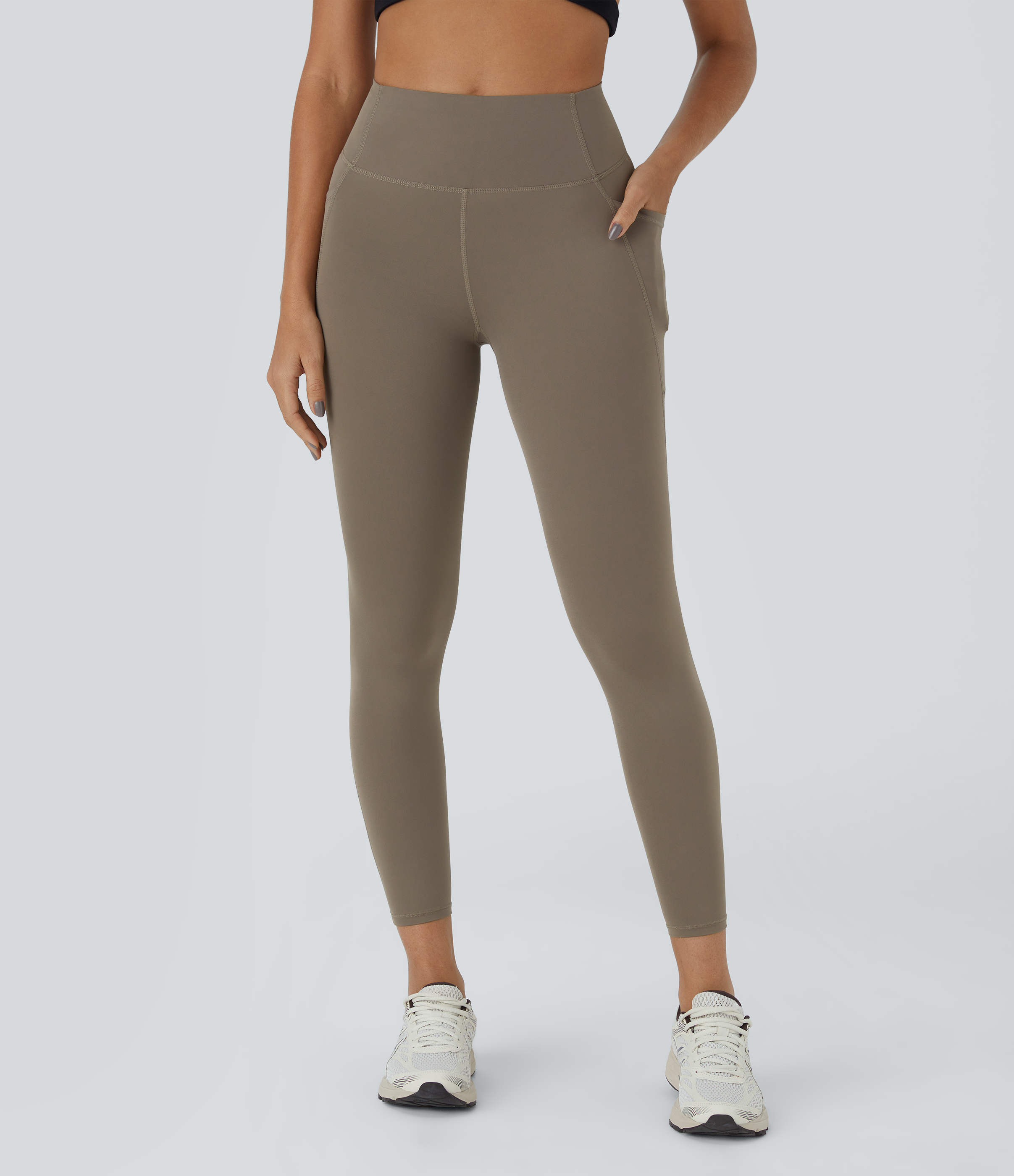 Halara UltraSculptв„ў High Waisted Side Pocket Training 7/8 Leggings  - Dawn Brown - S gym leggings leggings with pockets 