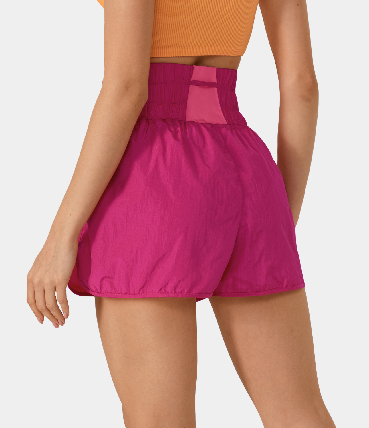 Halara Super High Waisted Split Hem 2-in-1 Casual Shorts 2.5`` Gym Short - Fuchsia Rose - M booty shorts compression shorts yoga shorts 