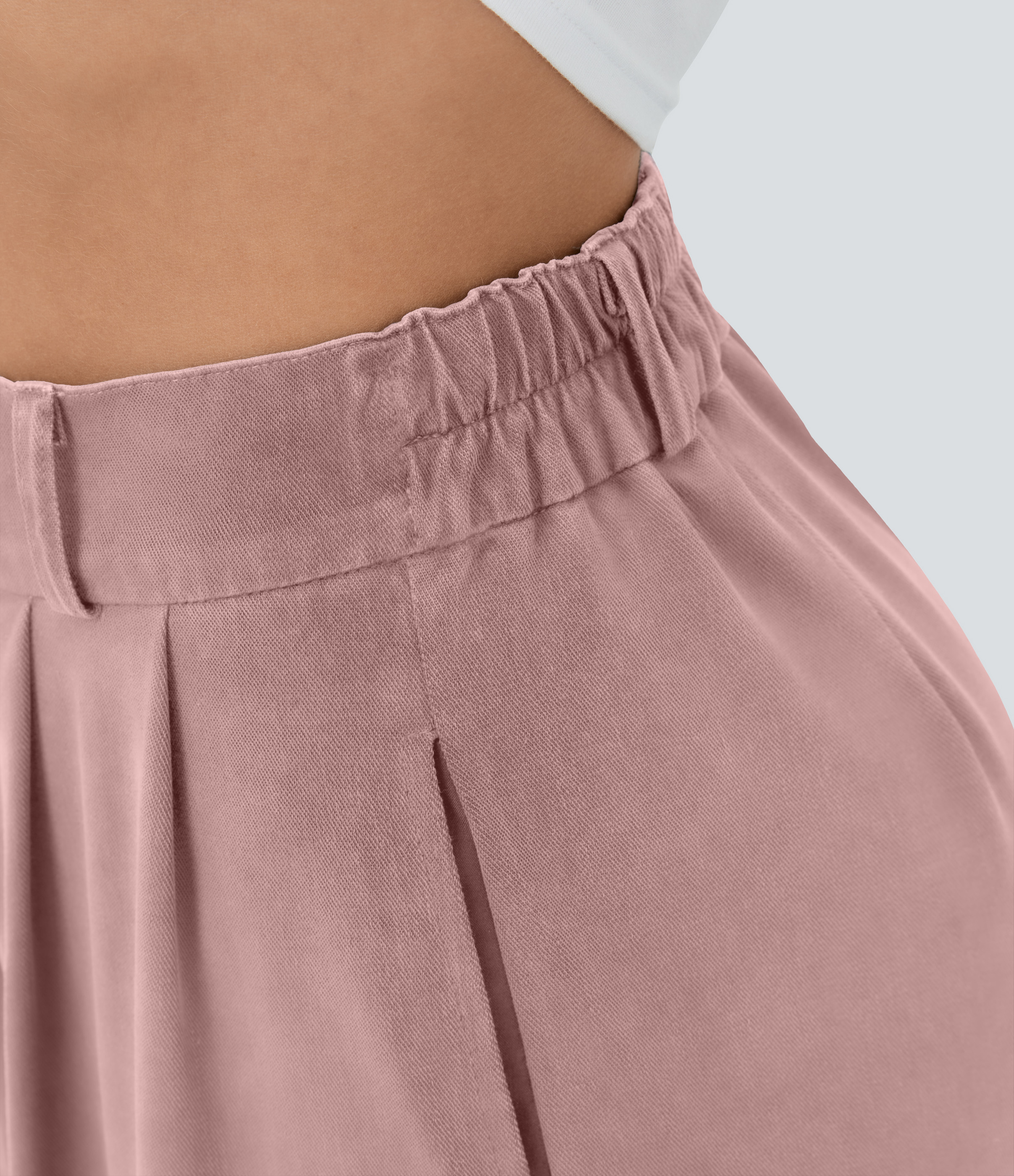 Halara High Waisted Button Zipper Split Hem Wide Leg Casual Pants  - Bridal Rose - S sweatpants jogger pants stacked sweatpants cargo joggers 