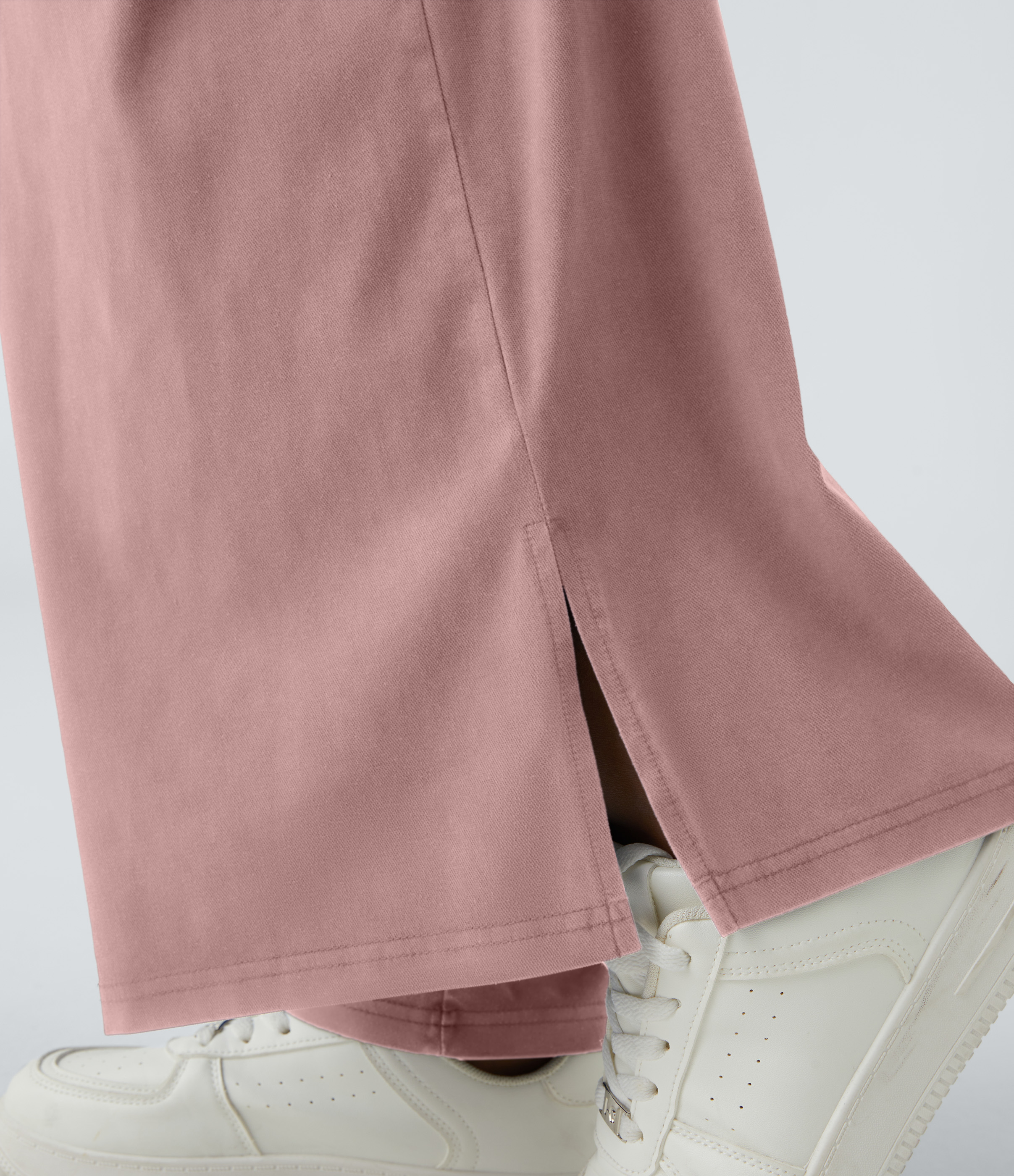 Halara High Waisted Button Zipper Split Hem Wide Leg Casual Pants  - Bridal Rose - S sweatpants jogger pants stacked sweatpants cargo joggers 