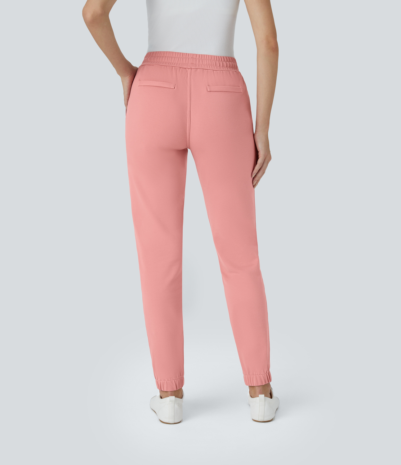 Halara Mid Rise Drawstring Side Pocket Work Joggers  - Peach Blossom Pink - S(regular) 