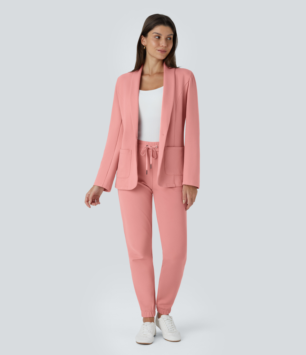 Halara Mid Rise Drawstring Side Pocket Work Joggers  - Peach Blossom Pink - S(regular) 