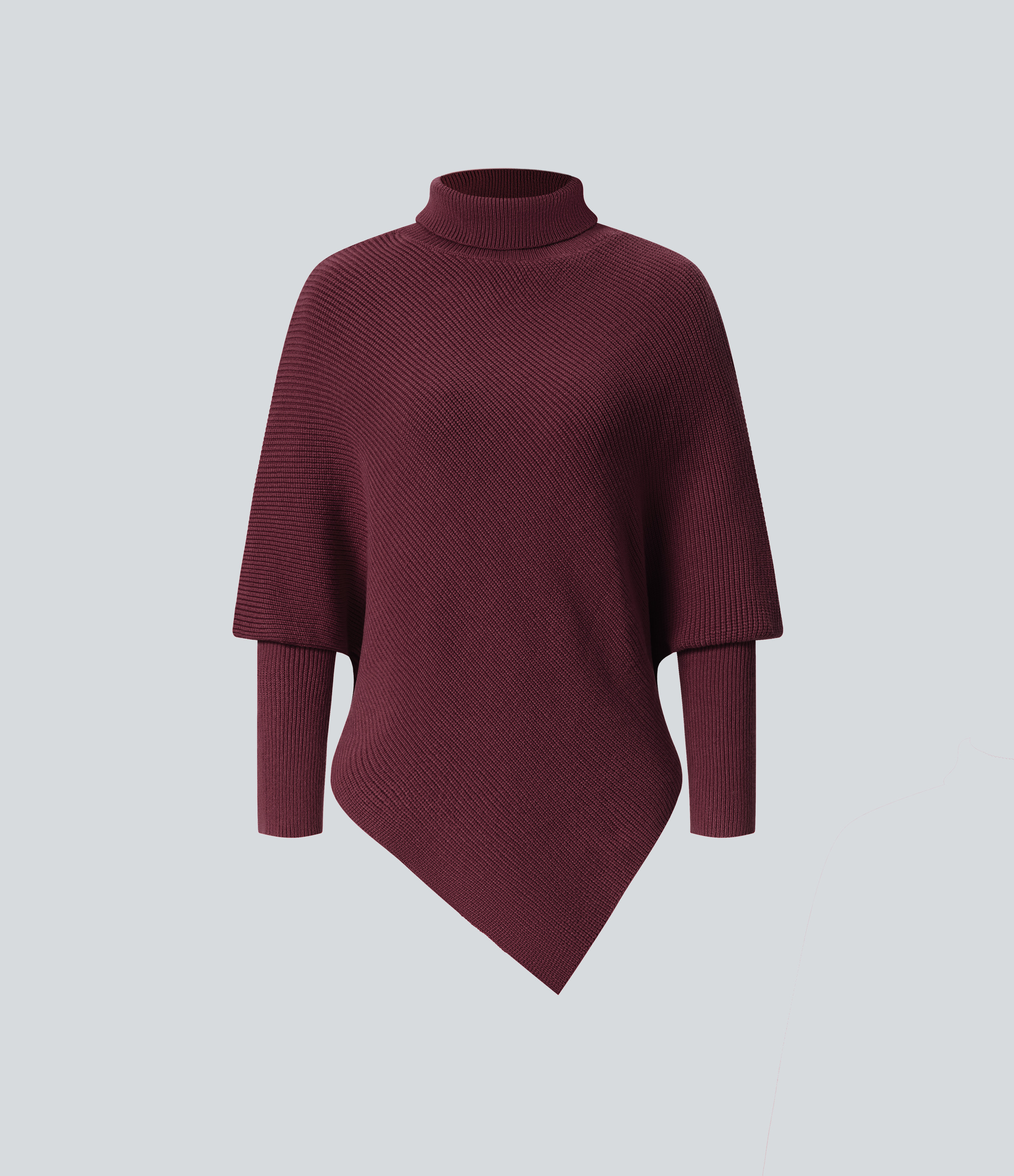 Halara High Neck Long Sleeve Asymmetric Hem Work Sweater  - Red Violet - XL 