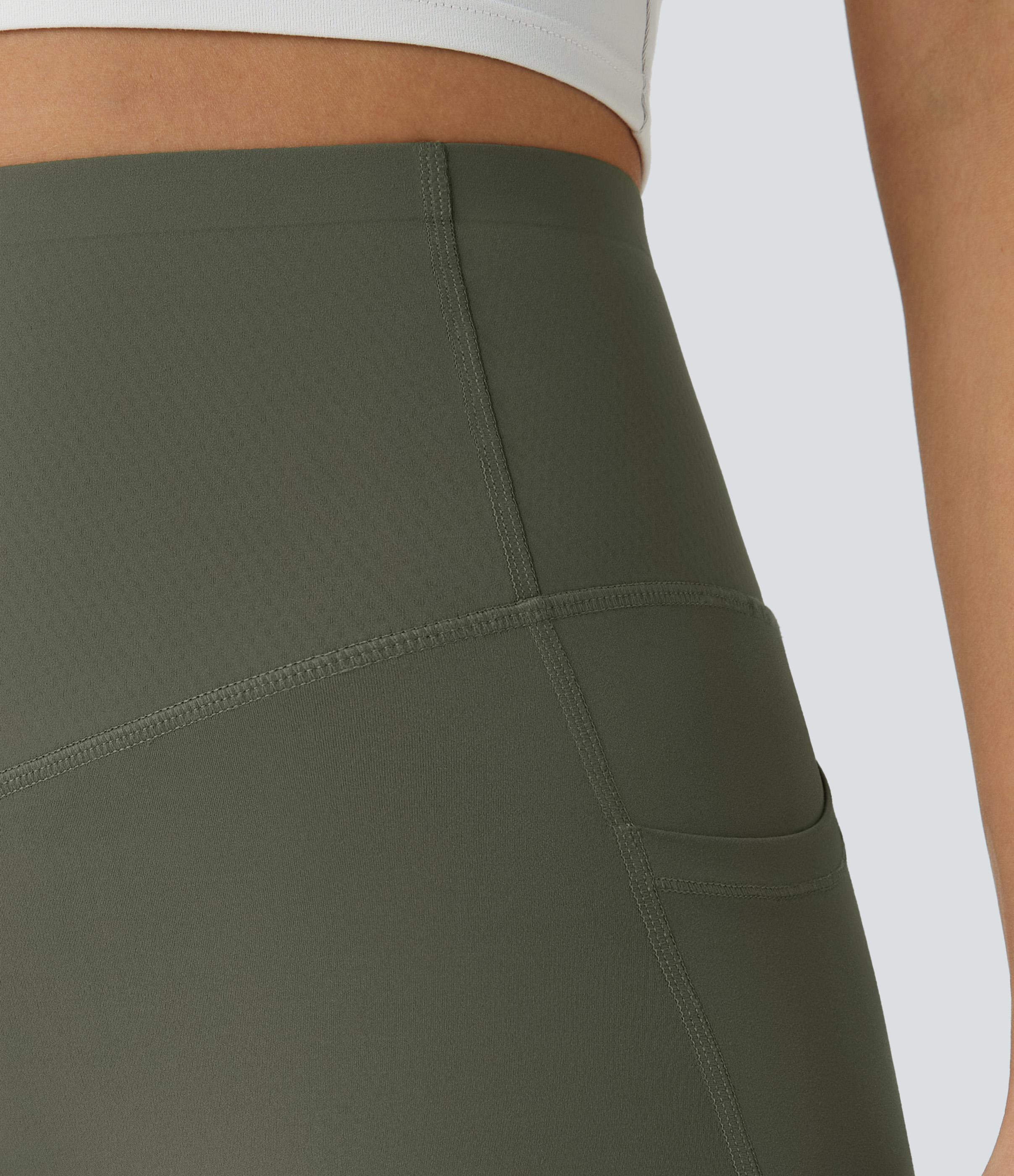 Halara SoCinched High Waisted Butt Lifting Tummy Control Side Pocket Shaping Workout UltraSculpt Leggings  - Deep Woodland Green - XS(7/8) 