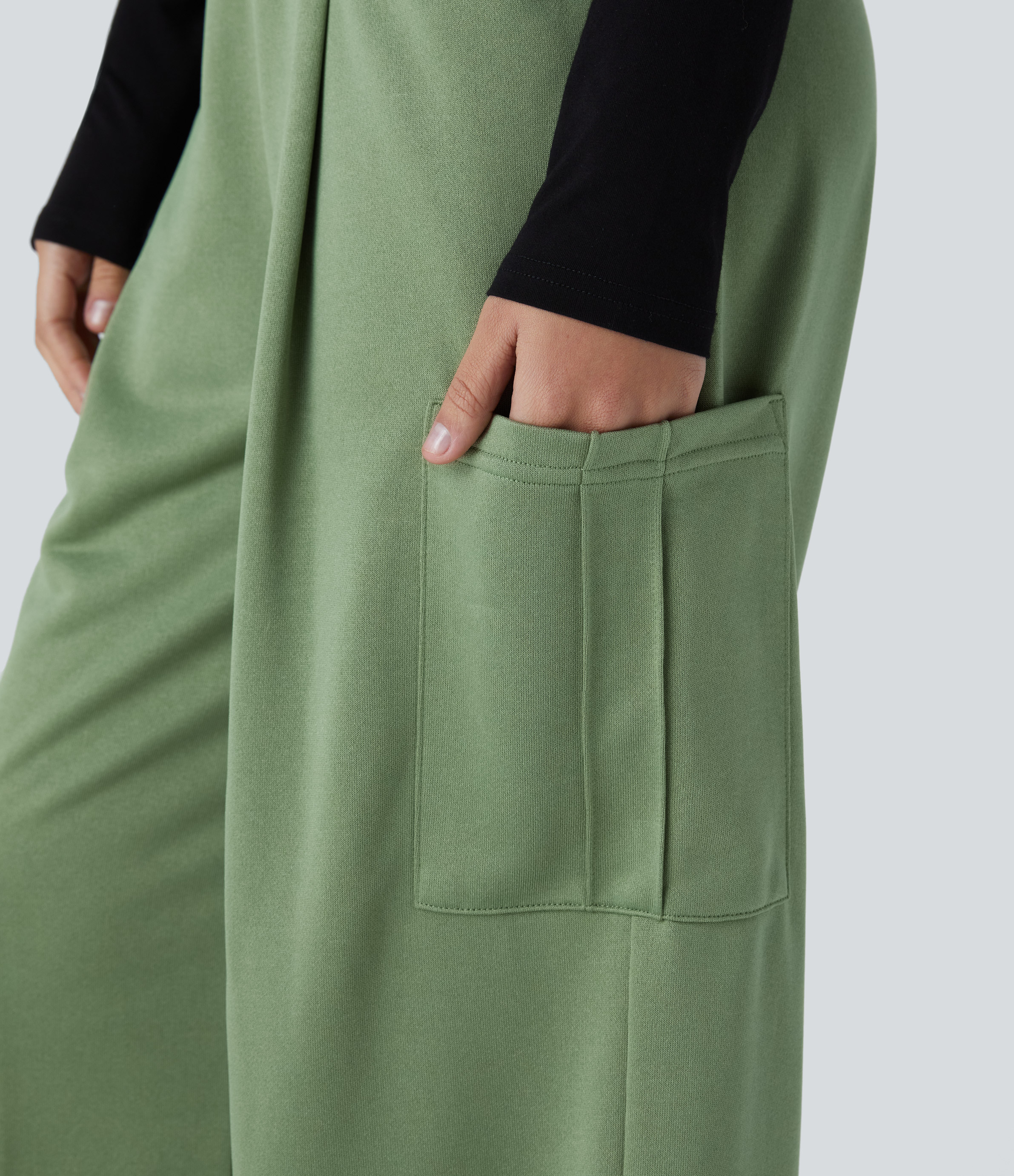 Halara Mid High Waisted Multiple Pockets Casual Cargo Pants  - Watercress - XL(regular) sweatpants jogger pants stacked sweatpants 