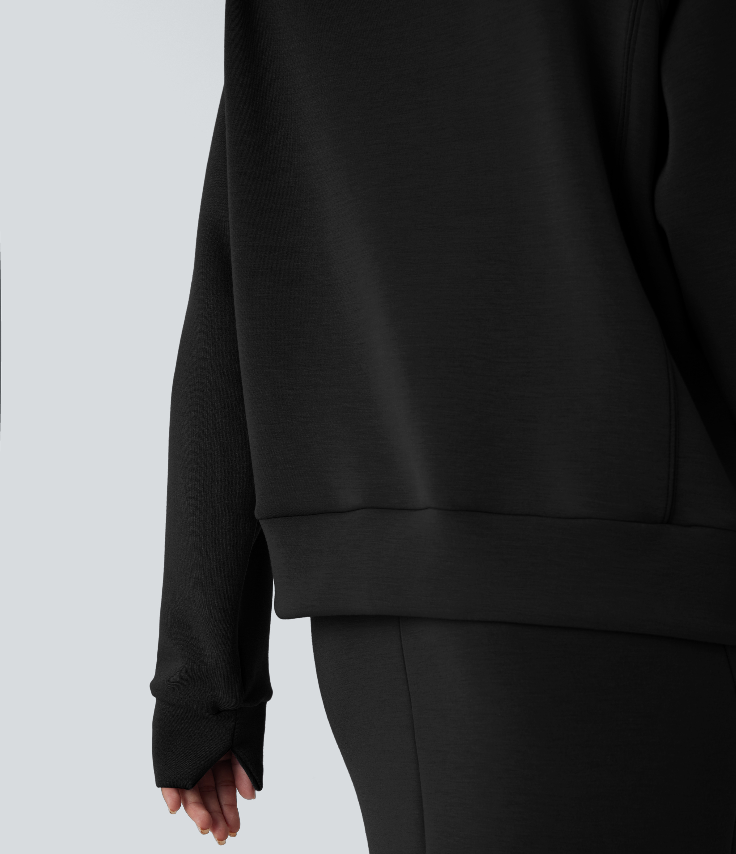 Halara SpacerTekв„ў Funnel Neck Half zipper Raglan Sleeve Relax Casual Sweatshirt  - Black - M 
