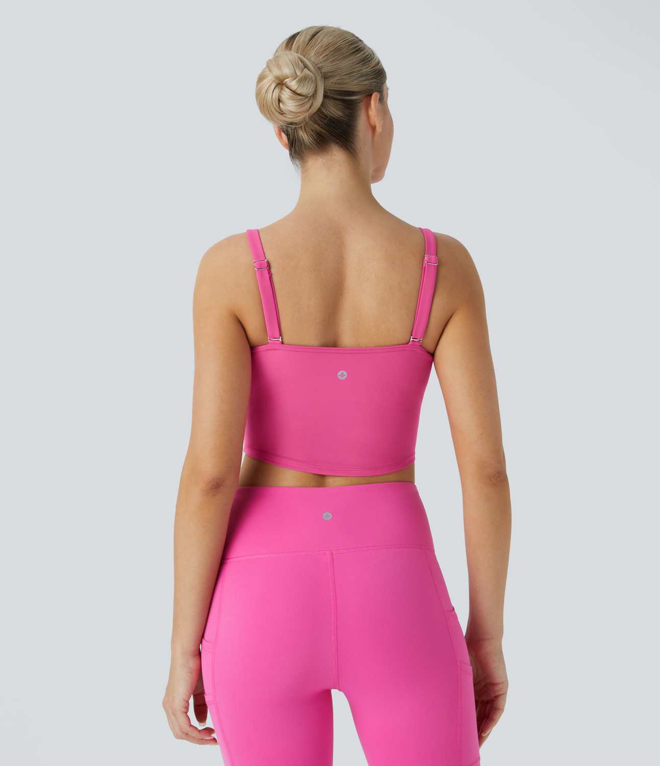 Halara Softlyzeroв„ў Plush Adjustable Strap Decorative Fishbone Curved Hem Cropped Skinny Yoga Tank Top Tank Top - Fuchsia Purple - XS 
