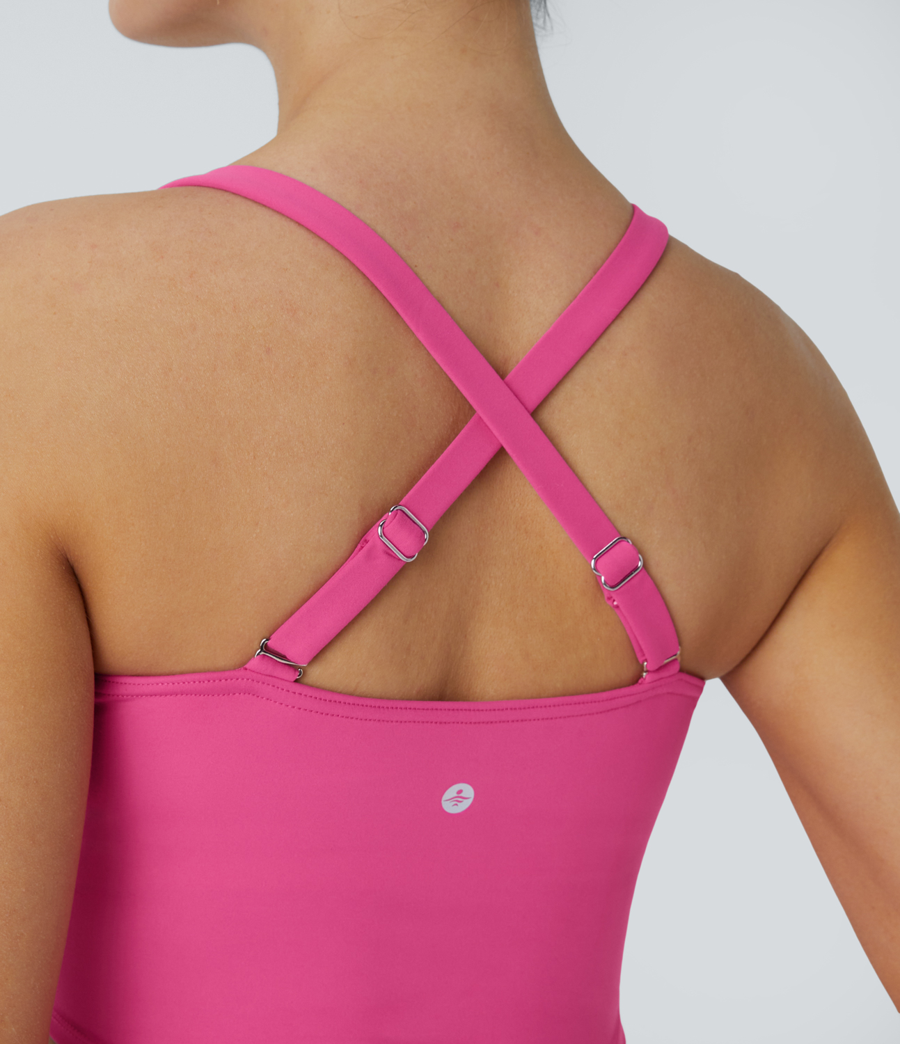 Halara Softlyzeroв„ў Plush Adjustable Strap Decorative Fishbone Curved Hem Cropped Skinny Yoga Tank Top Tank Top - Fuchsia Purple - XS 