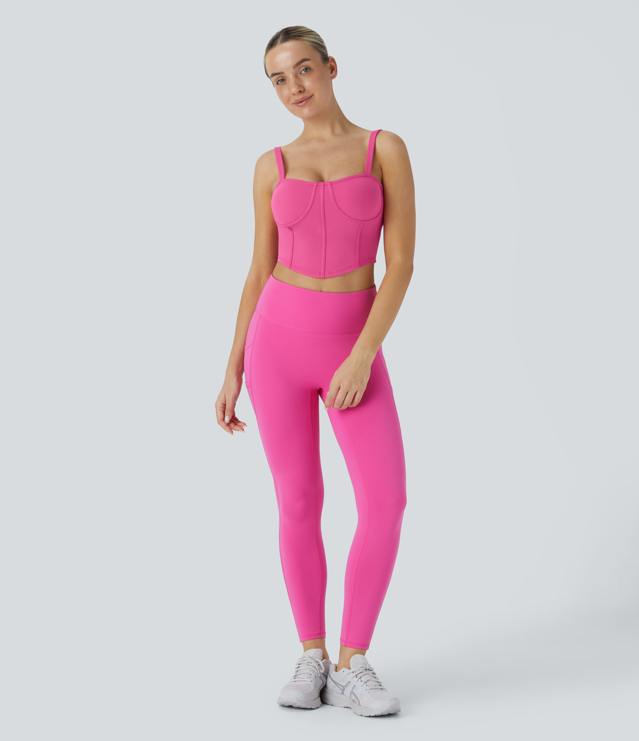 Halara Softlyzeroв„ў Plush Adjustable Strap Decorative Fishbone Curved Hem Cropped Skinny Yoga Tank Top Tank Top - Fuchsia Purple - XS 