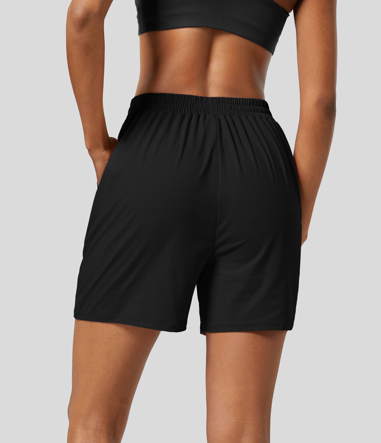 Halara High Waisted Wrapped Style Side Pocket Plicated Casual Shorts  - Tap Shoe - M 